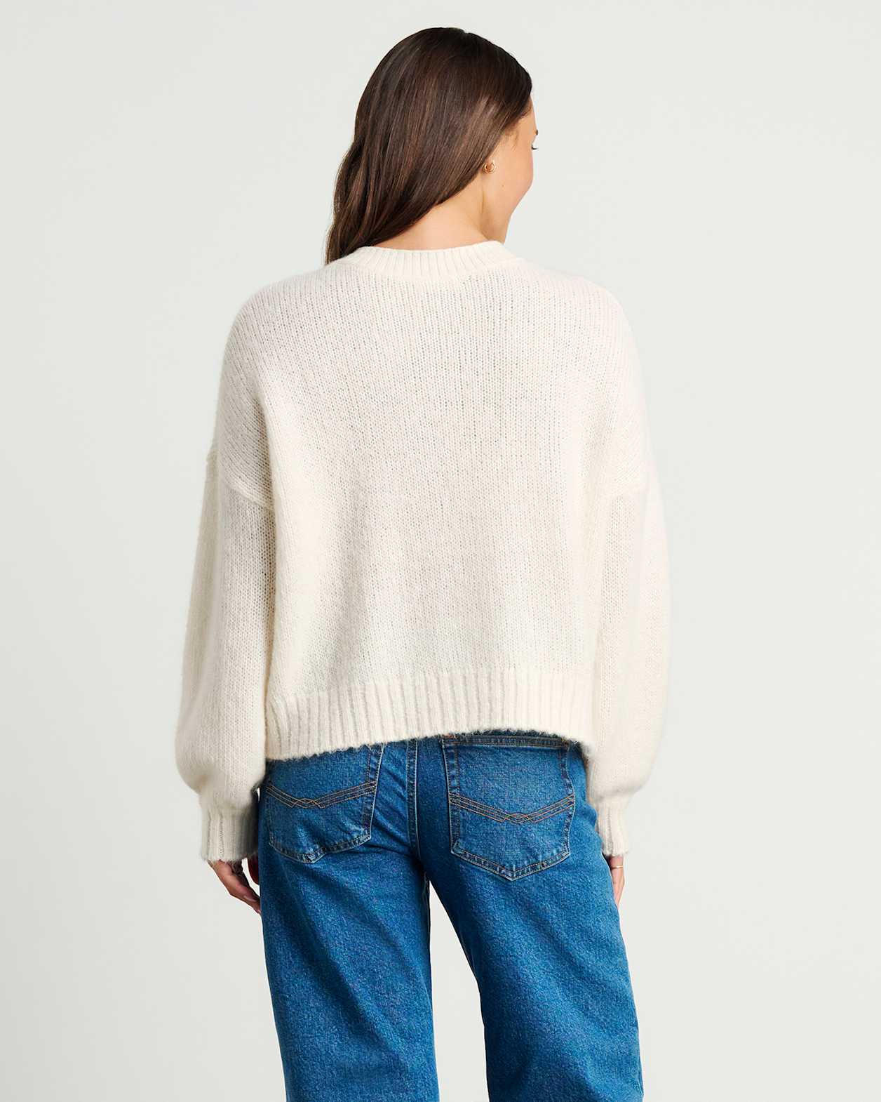 Lily Fluffy Knit Cardigan in FROST