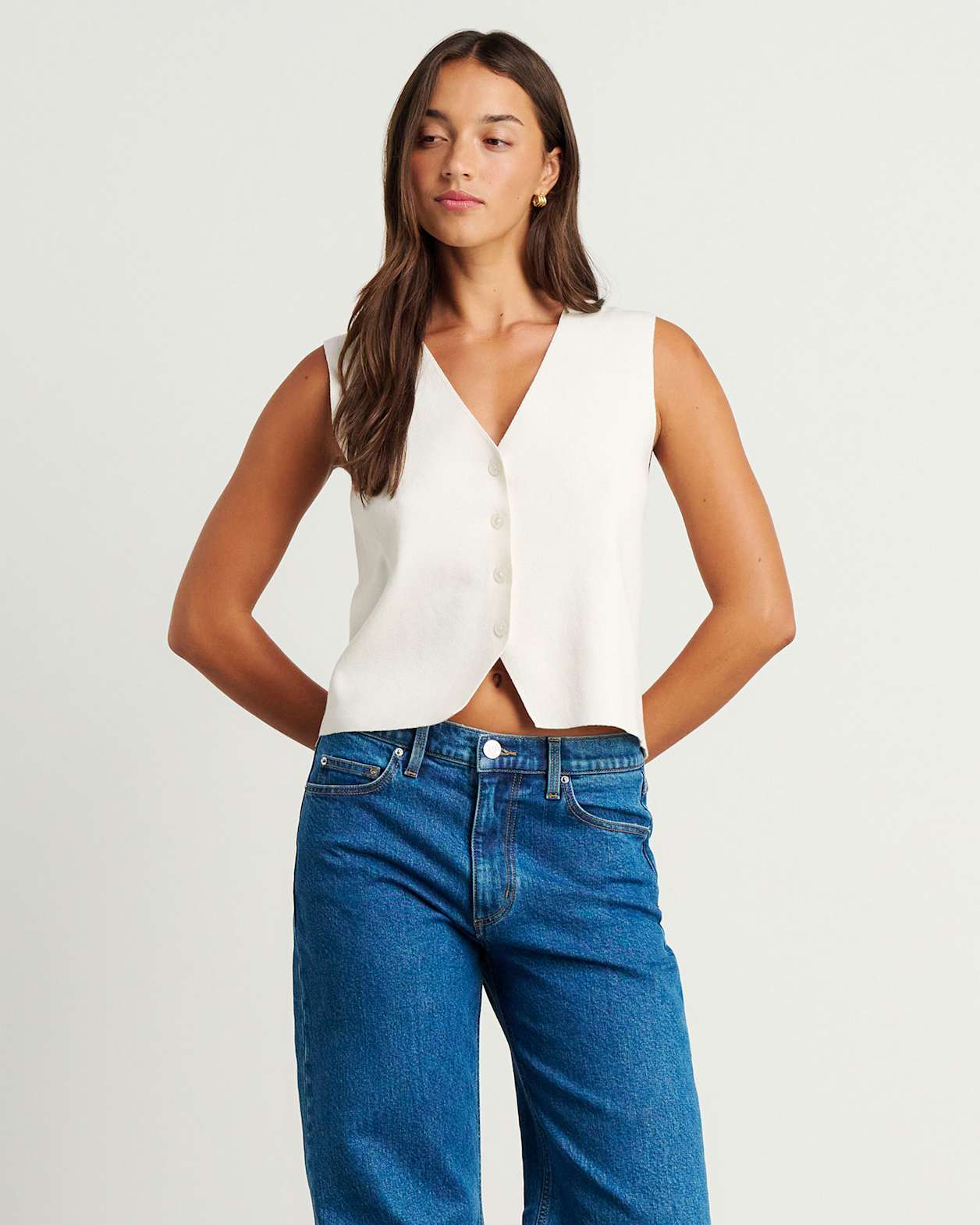 Grace Knit Vest in MILK