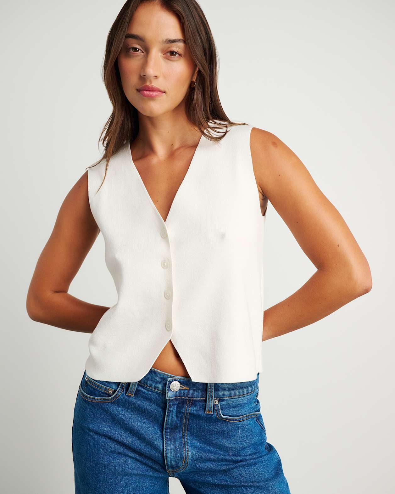 Grace Knit Vest in MILK
