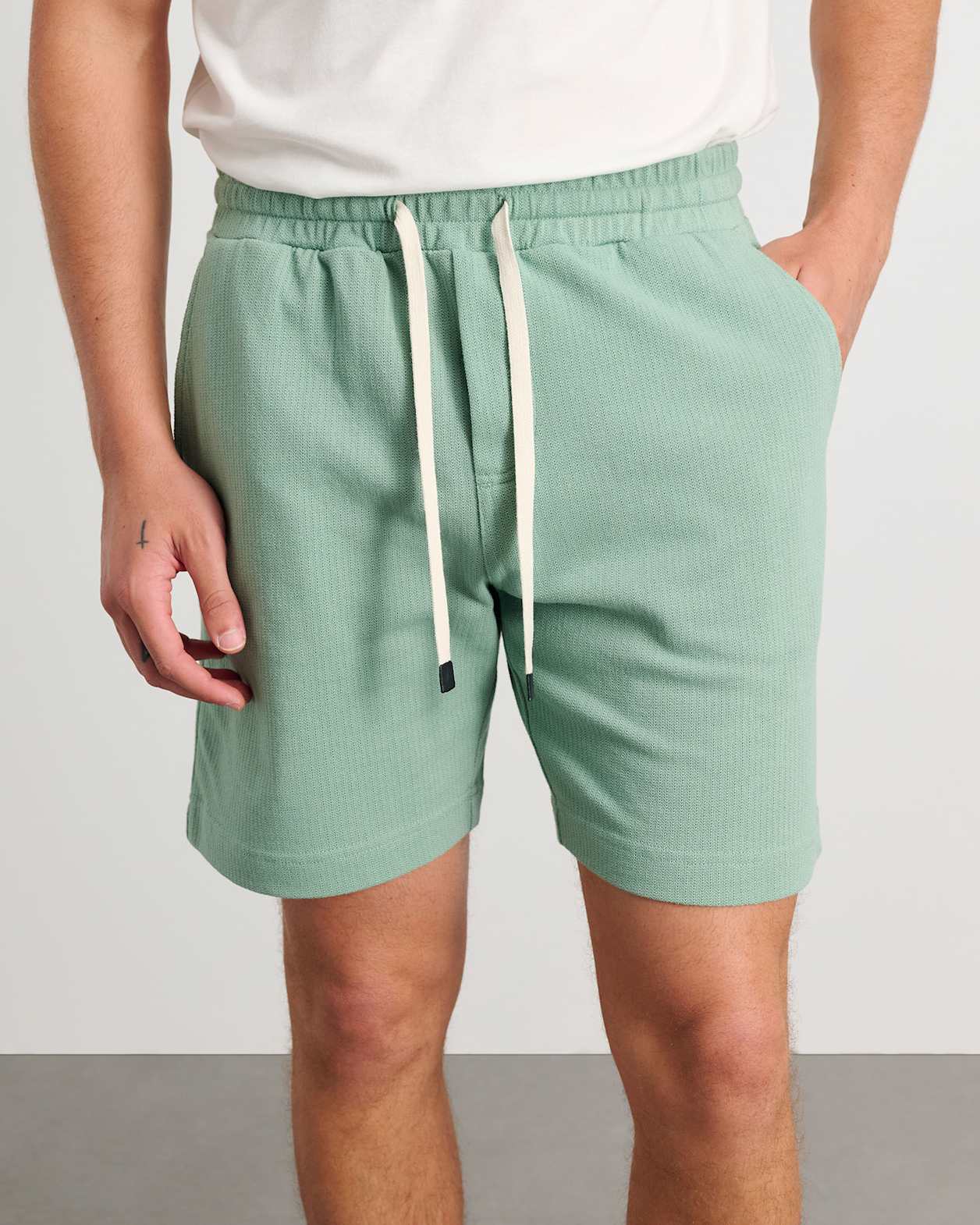 Noah Cotton Textured Short in MOSS