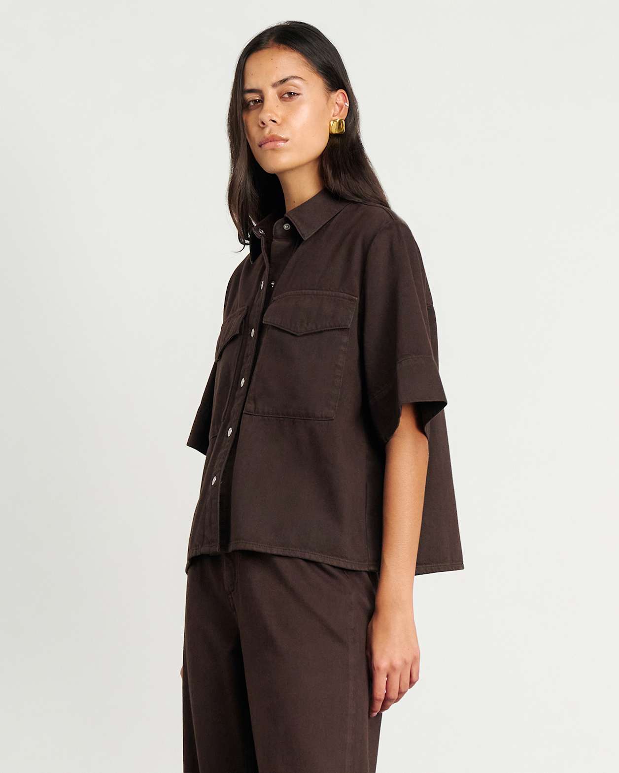 Loe Denim Shirt in DARK CHOCOLATE