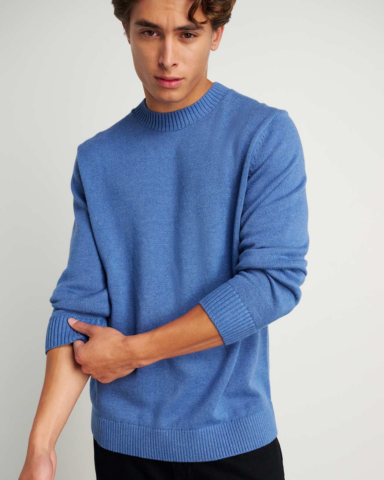 Tanner Cotton Crew Knit in BLUE