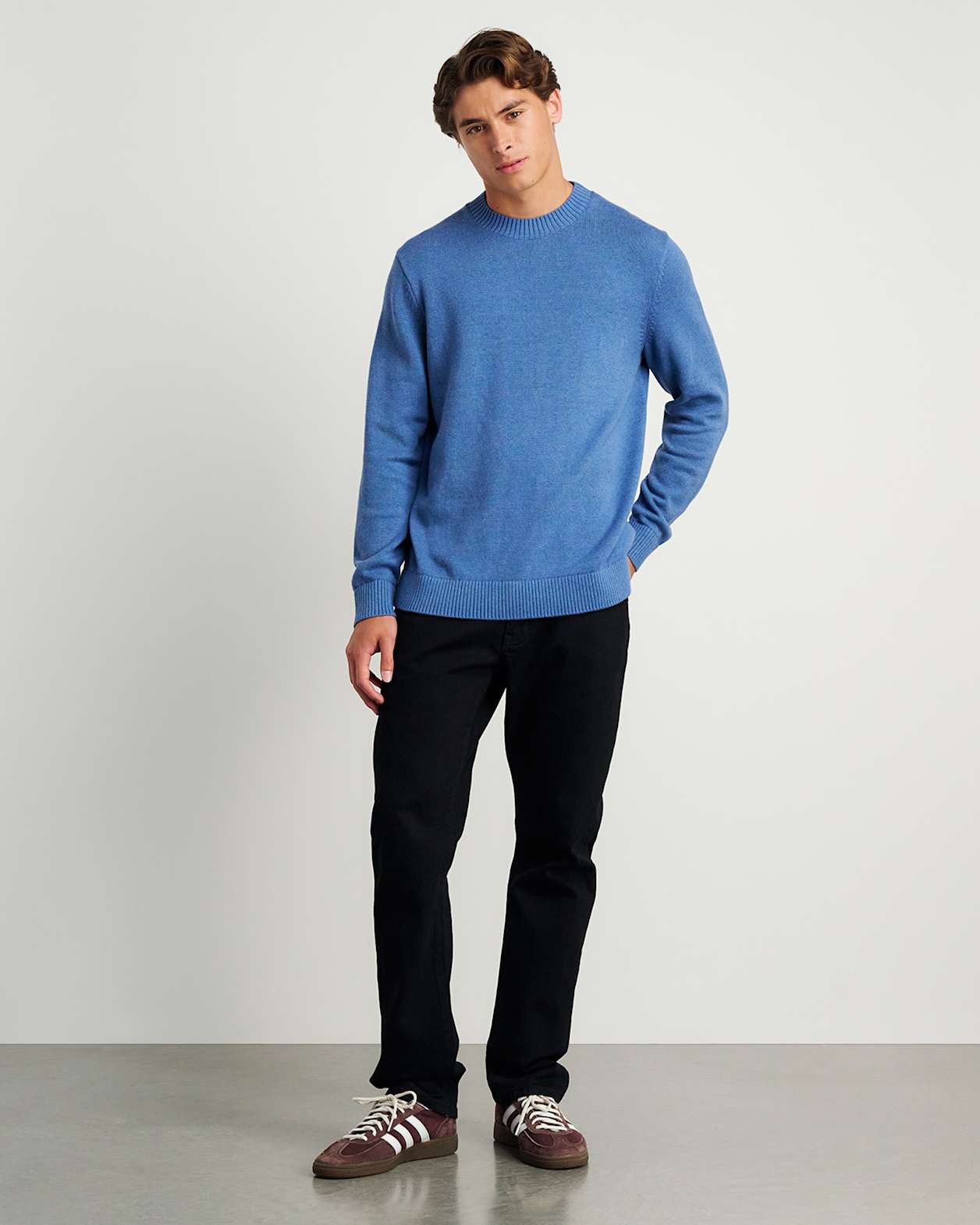 Tanner Cotton Crew Knit in BLUE