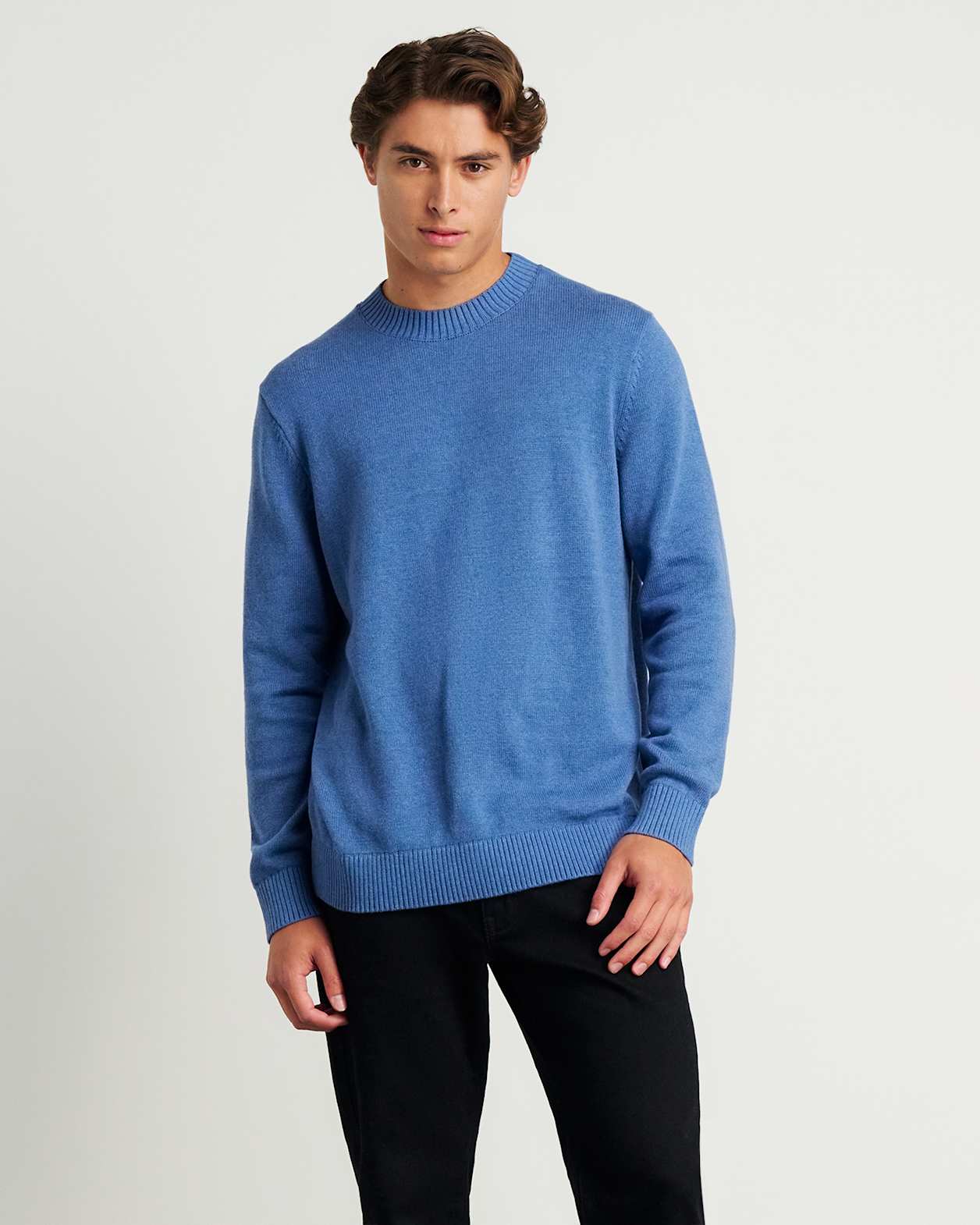 Tanner Cotton Crew Knit in BLUE