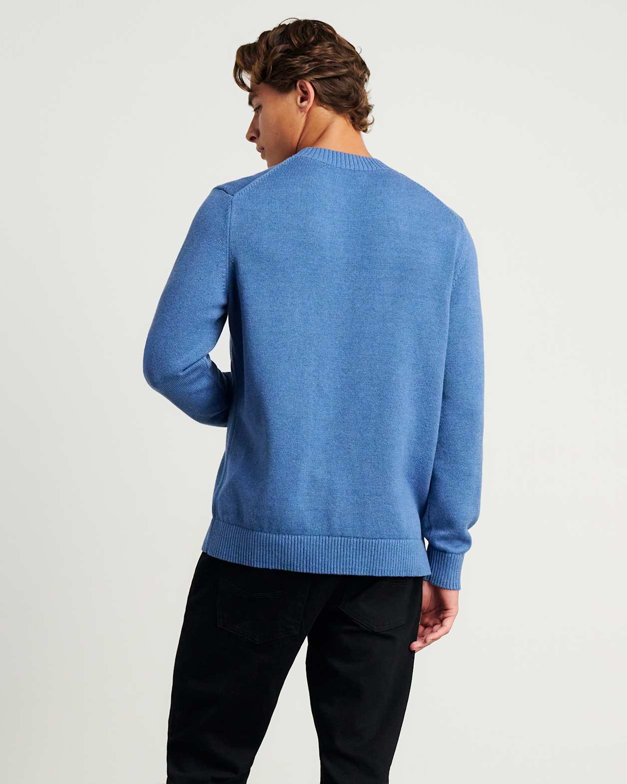 Tanner Cotton Crew Knit in BLUE