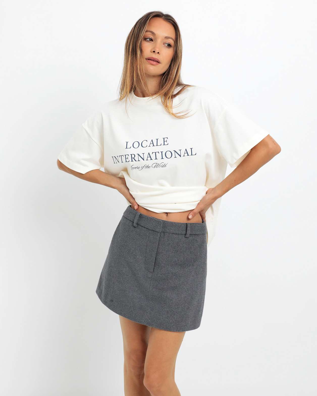 Rb X Jag Wool Blend Mini Skirt in CHARCOAL