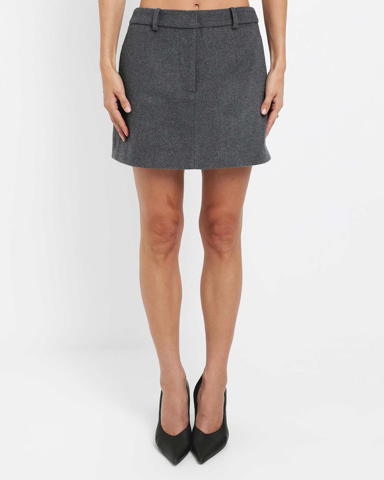 Rb X Jag Wool Blend Mini Skirt in CHARCOAL