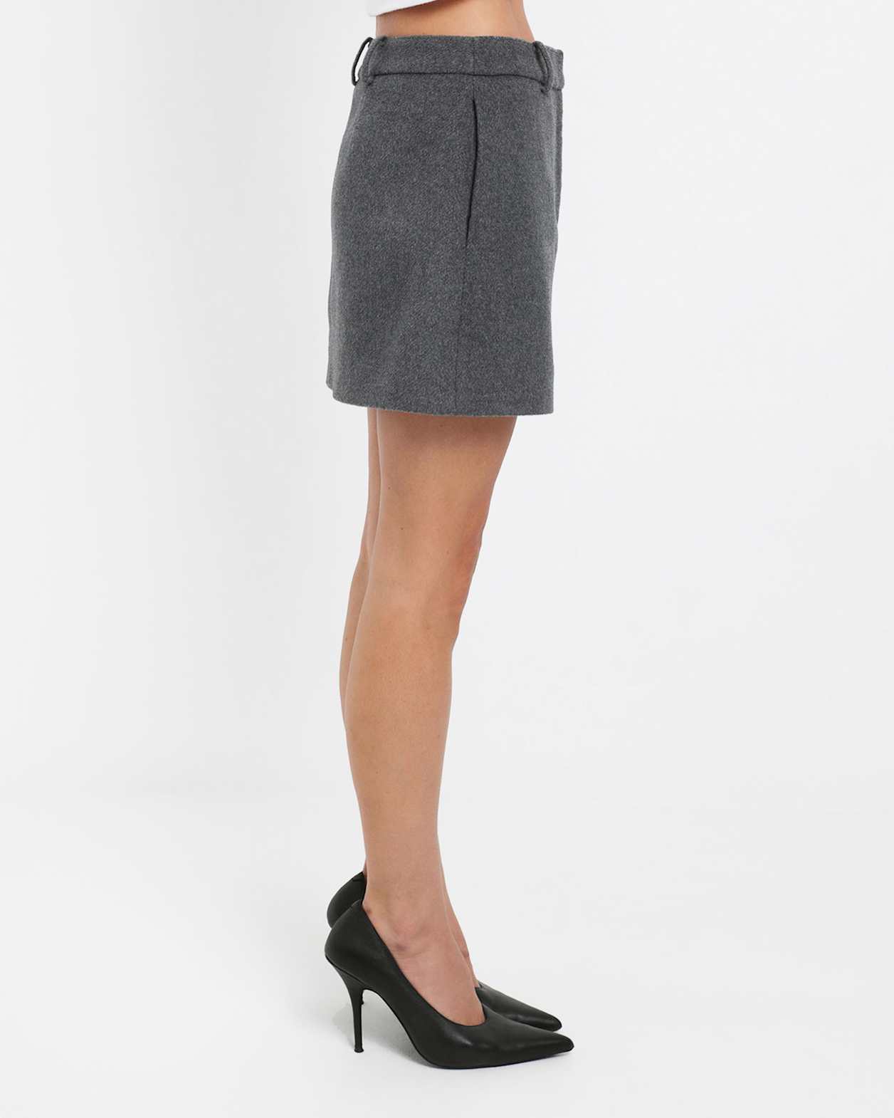 Rb X Jag Wool Blend Mini Skirt in CHARCOAL