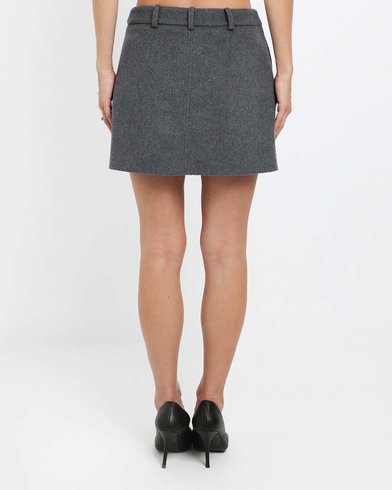Rb X Jag Wool Blend Mini Skirt in CHARCOAL