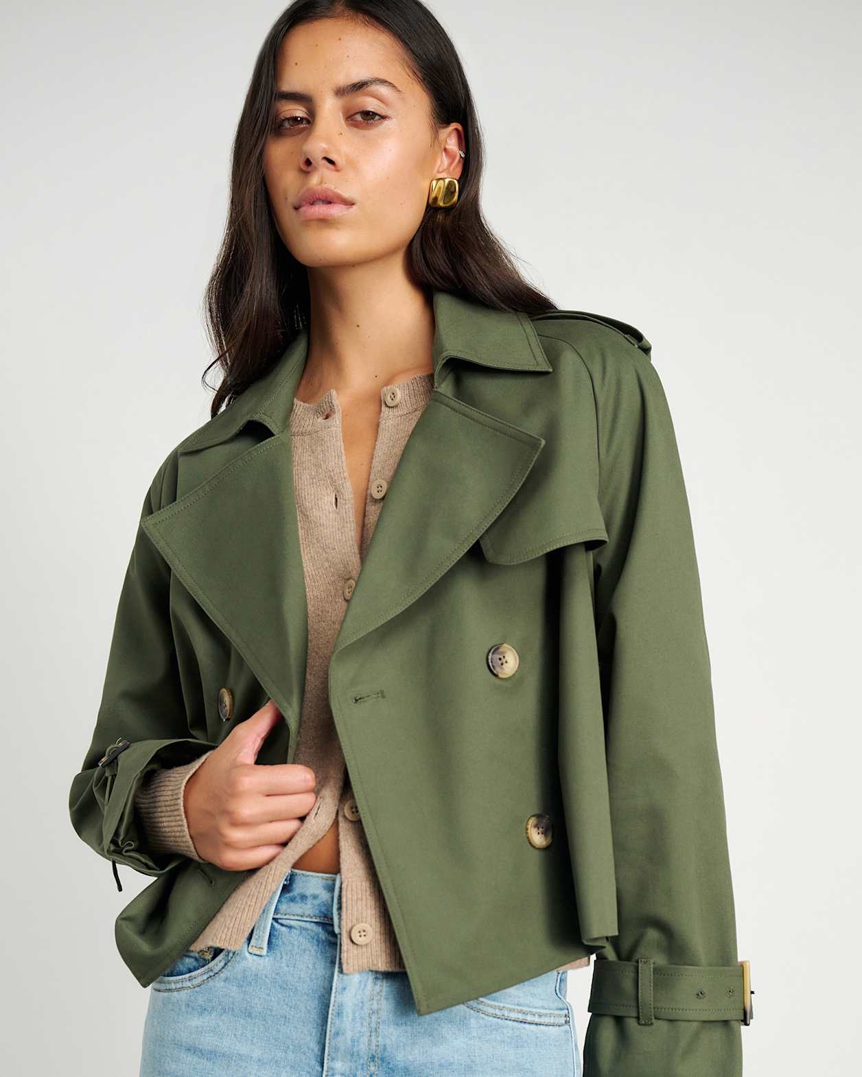 Charlotte Crop Trench in KHAKI