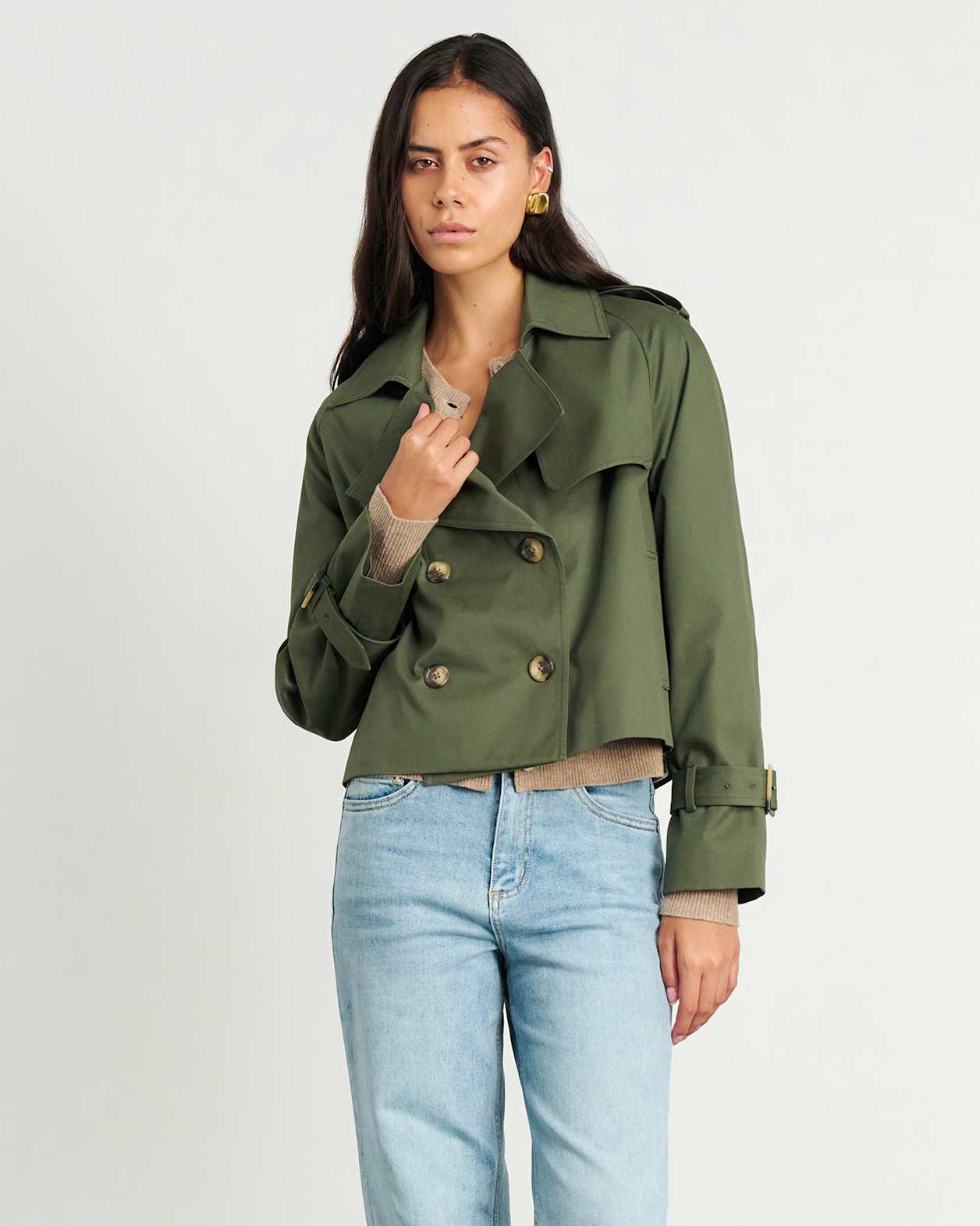 Charlotte Crop Trench in KHAKI