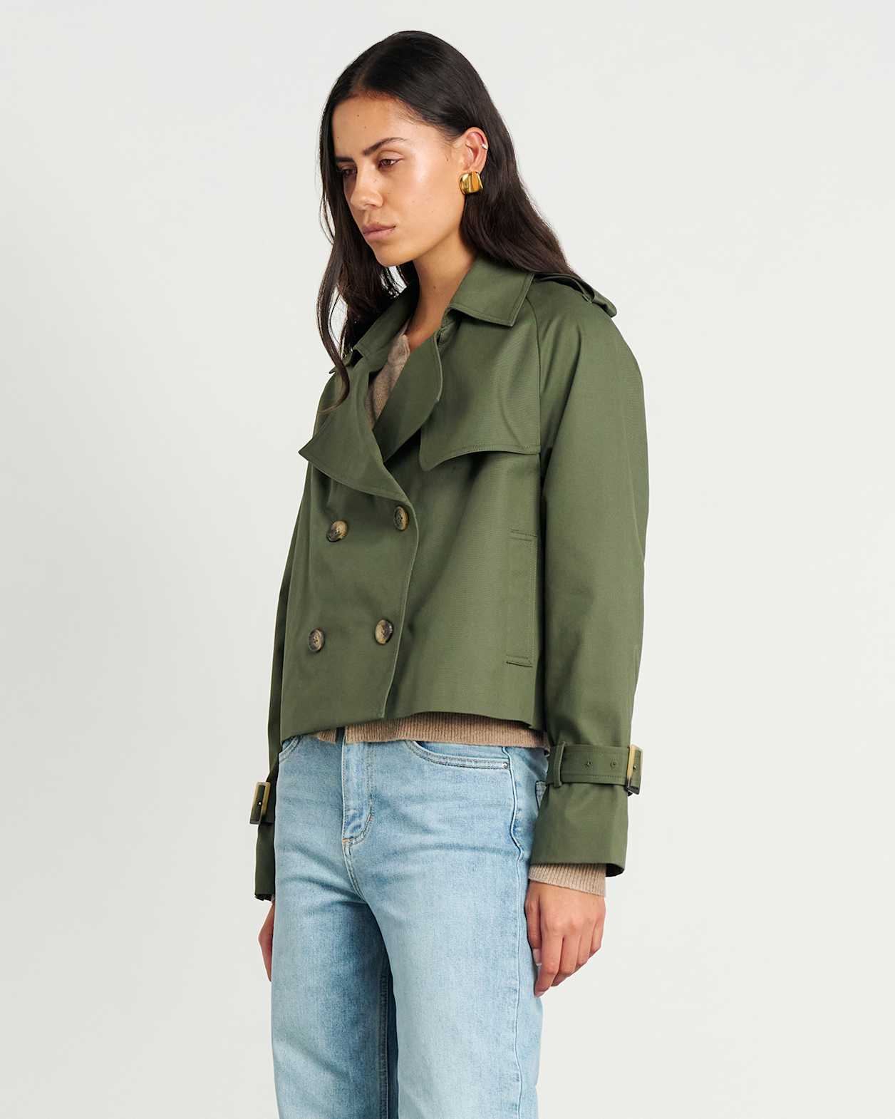 Charlotte Crop Trench in KHAKI