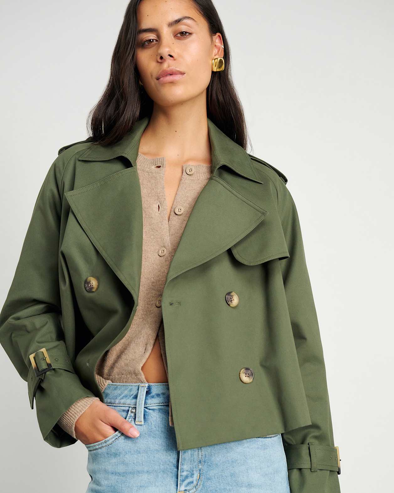 Charlotte Crop Trench in KHAKI