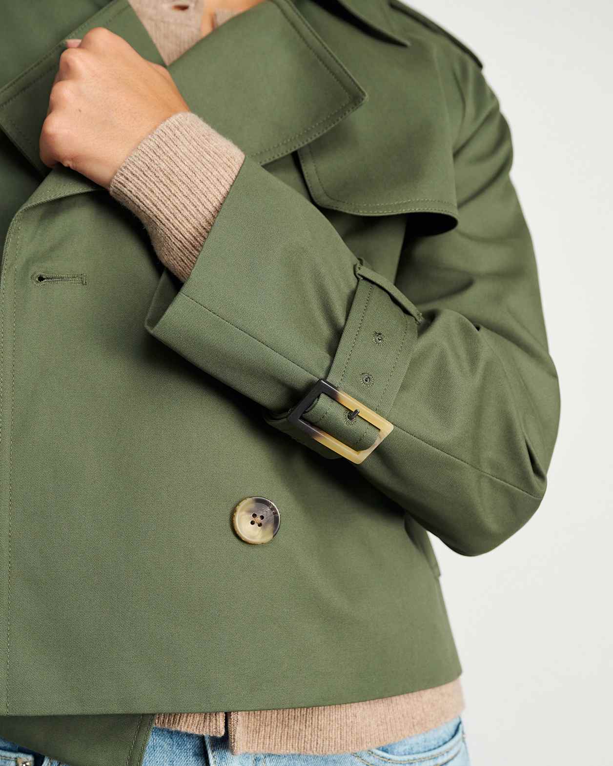 Charlotte Crop Trench in KHAKI