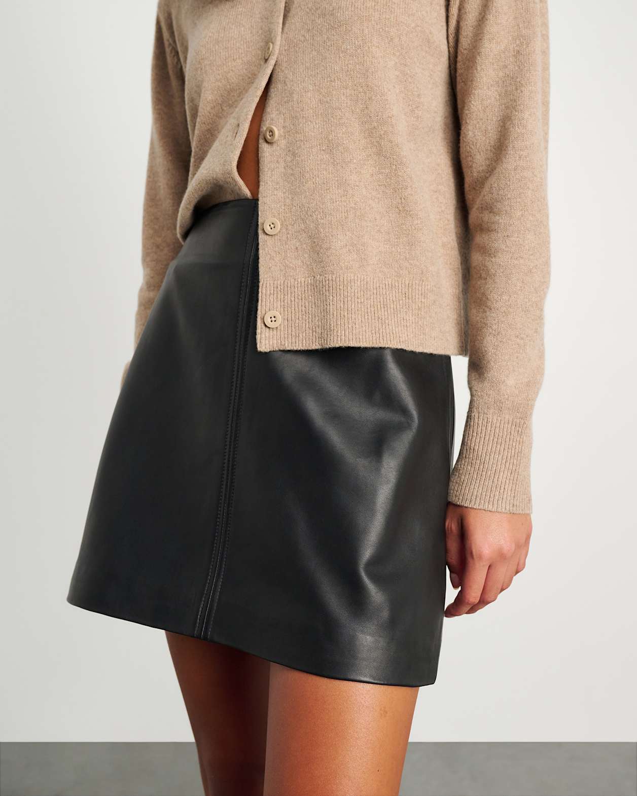 Dahlia Leather Mini Skirt in BLACK