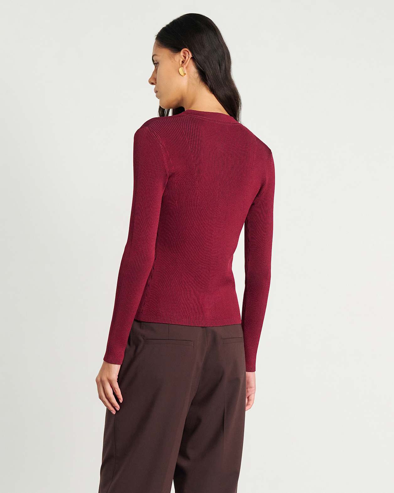 Alora Long Sleeve Cardigan in WINE