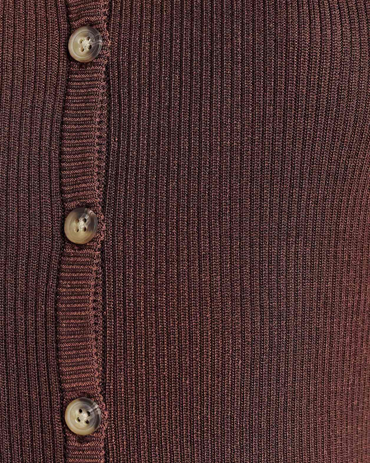 Alora Longline Knit Vest in DARK CHOCOLATE