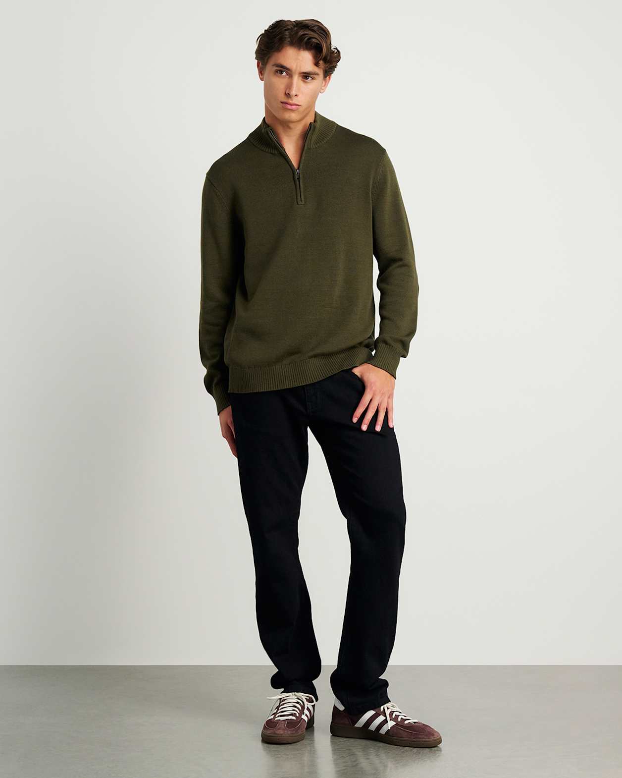 Tanner Cotton 1/4 Zip in THYME