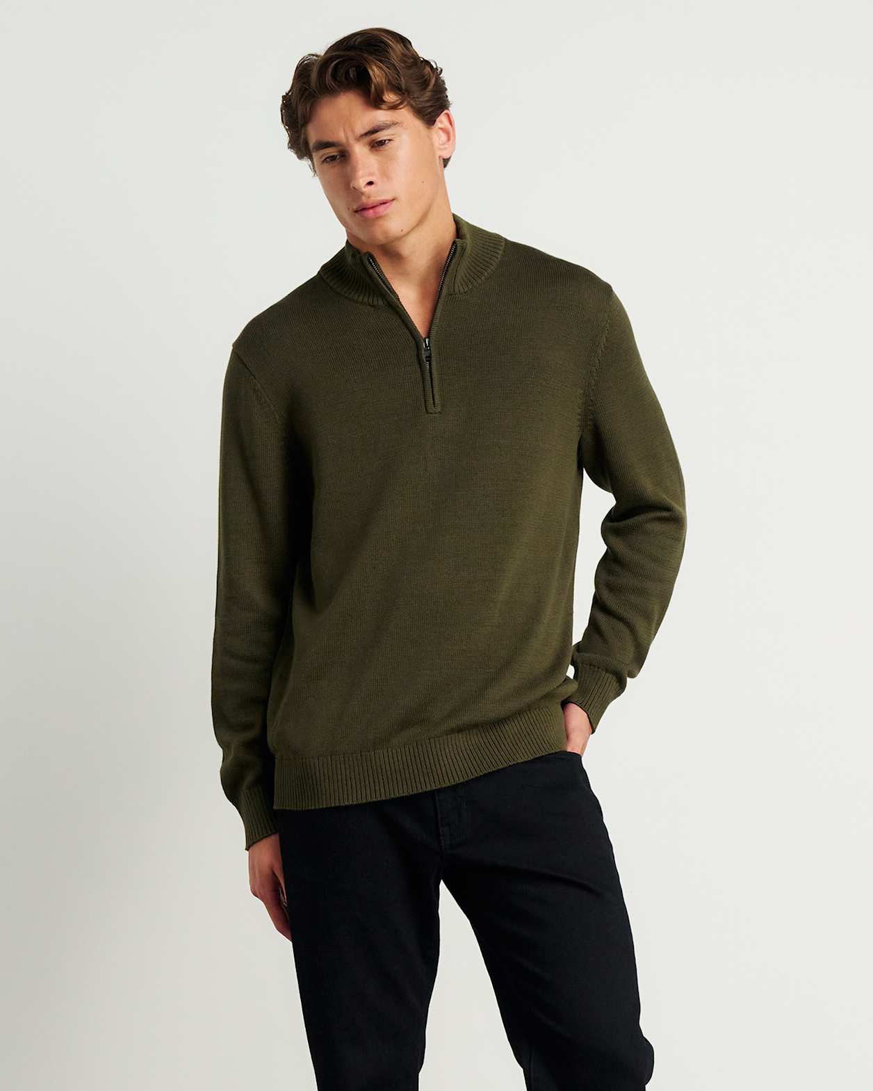 Tanner Cotton 1/4 Zip in THYME
