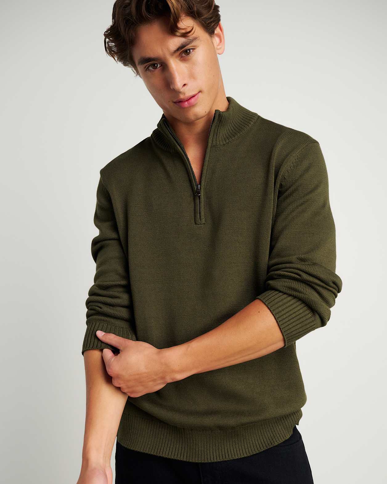 Tanner Cotton 1/4 Zip in THYME