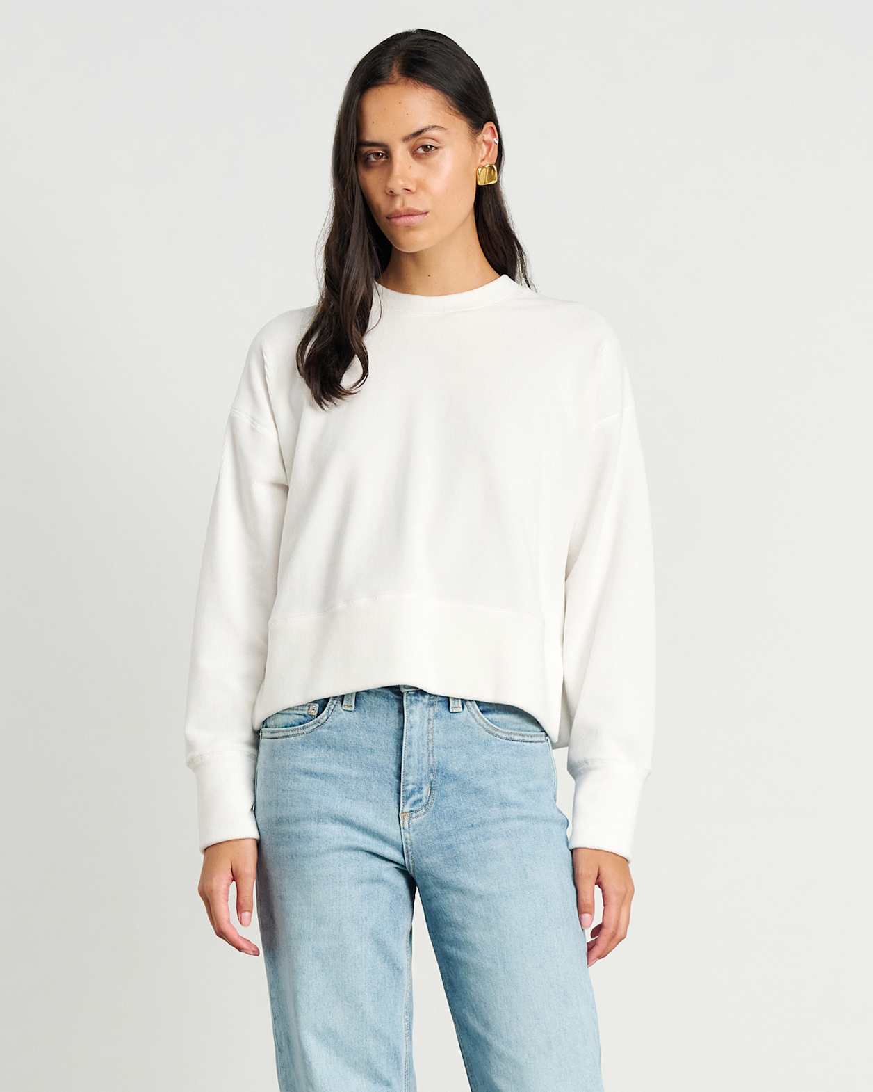 Alyse Cord Long Sleeve Sweat in OFF WHITE