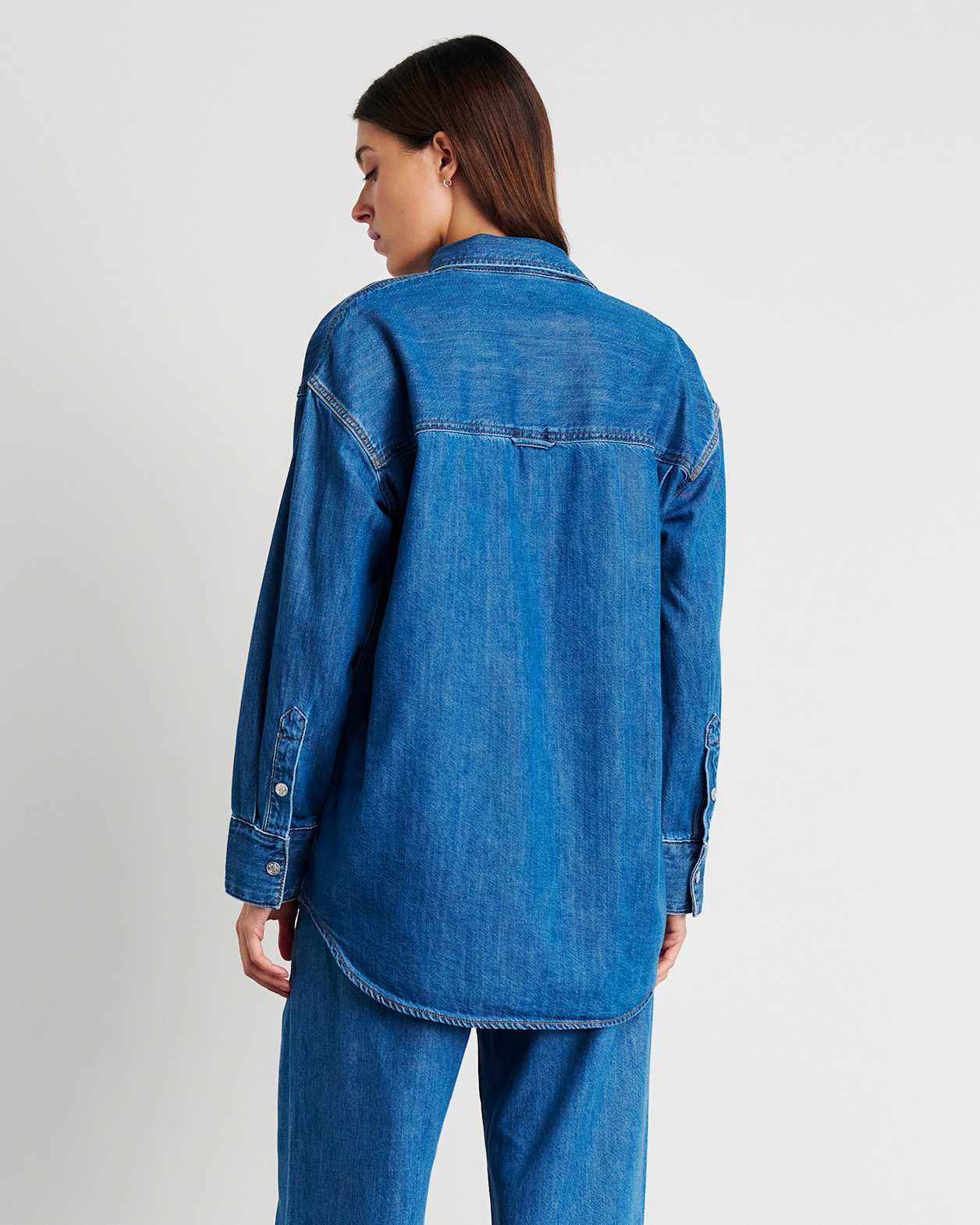Loe Denim Long Sleeve Shirt in BLUE VINTAGE