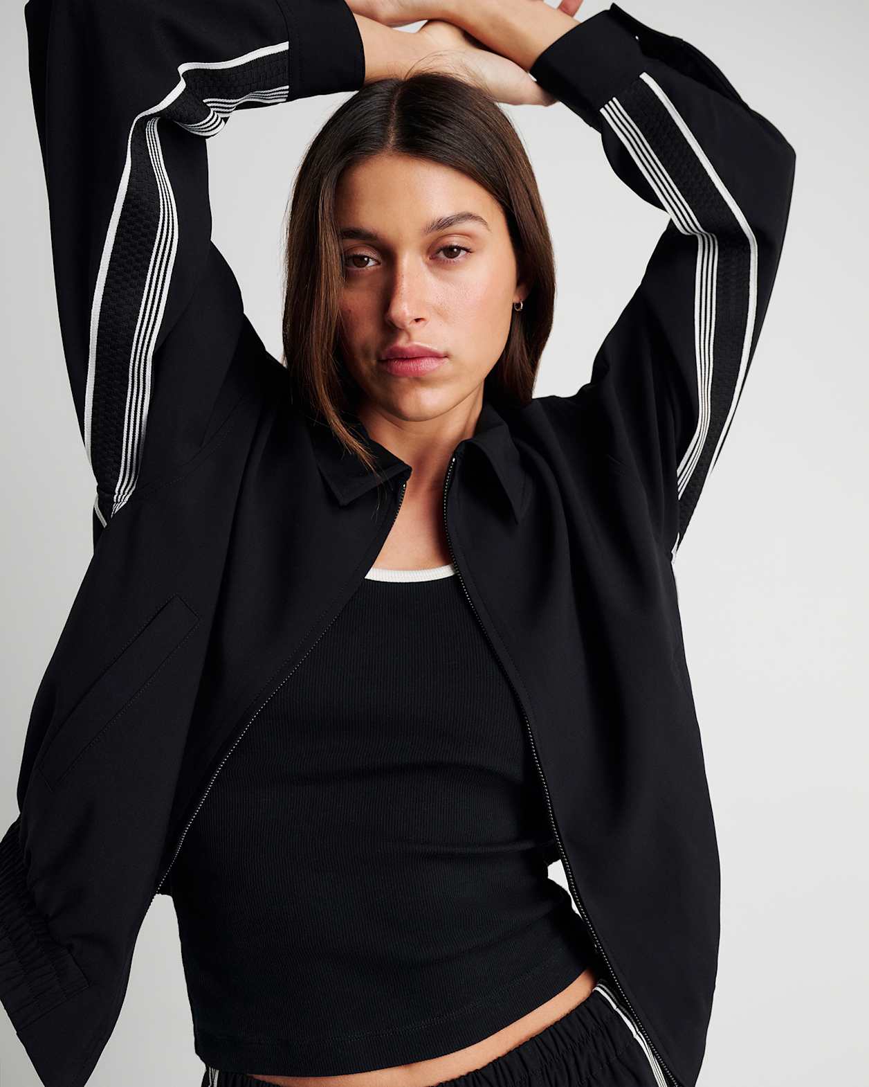 Gia Crop Bomber Jacket in BLACK