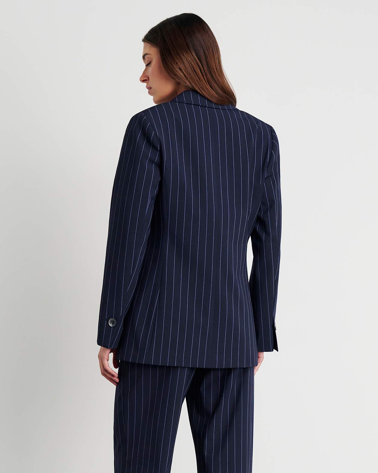 Gia Relaxed Pinstripe Blazer in NAVY/WHITE