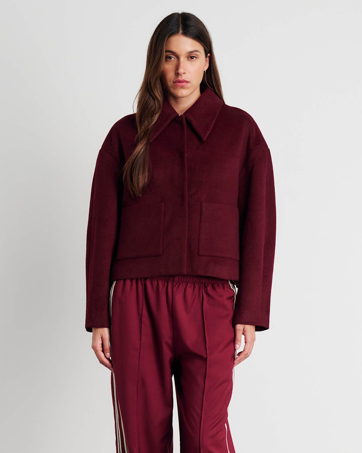Rosella Wool Crop Jacket in WINE