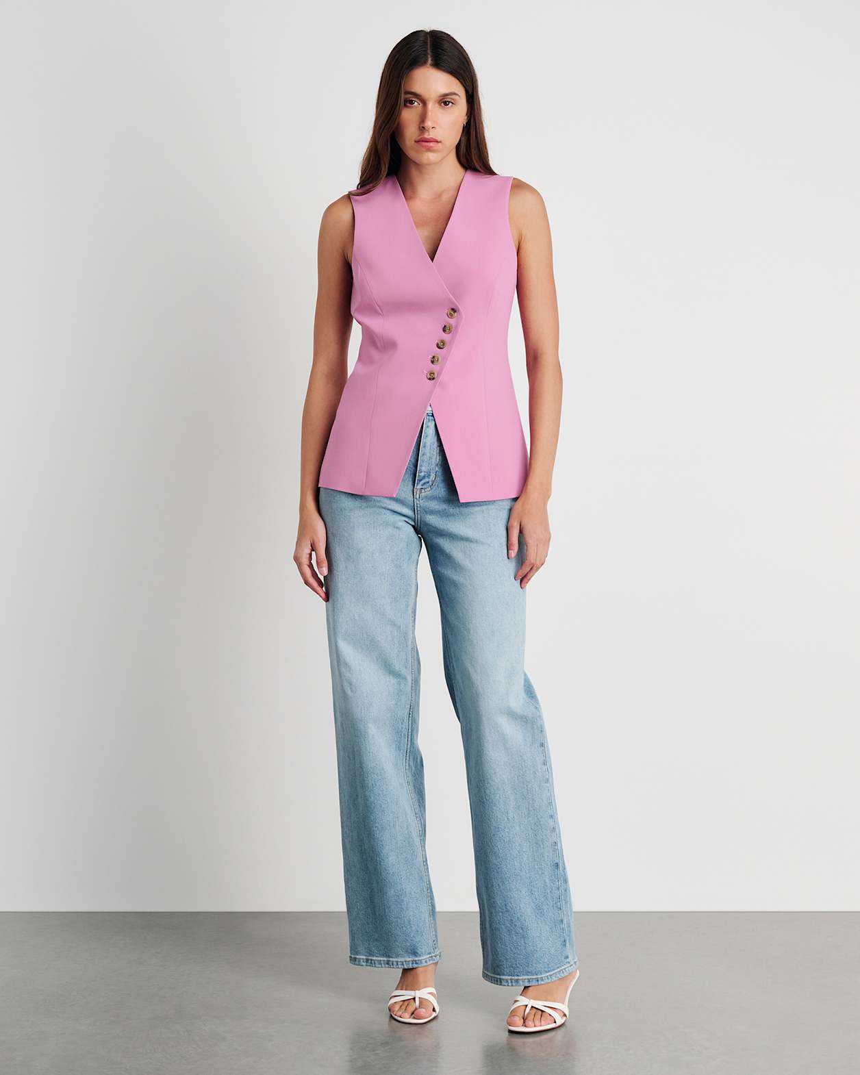 Gia Asymmetric Vest in TERRAROSE