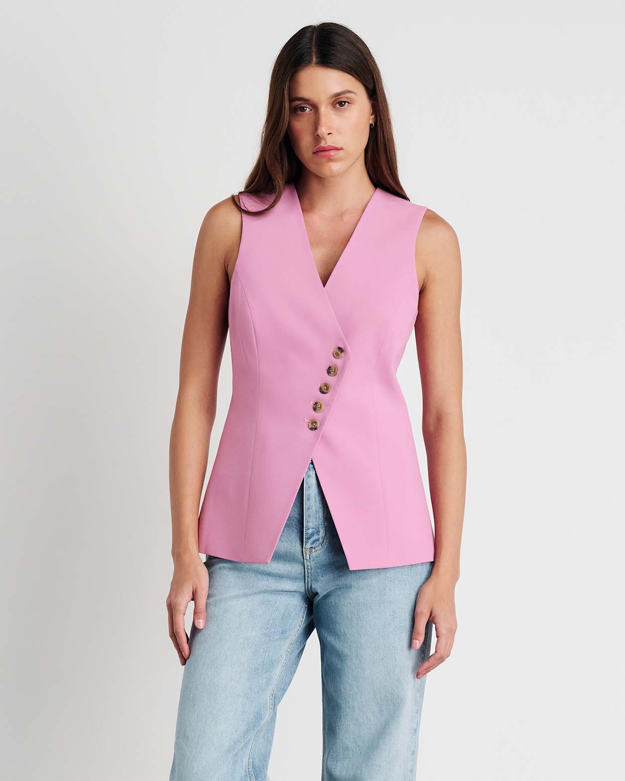 Gia Asymmetric Vest in TERRAROSE