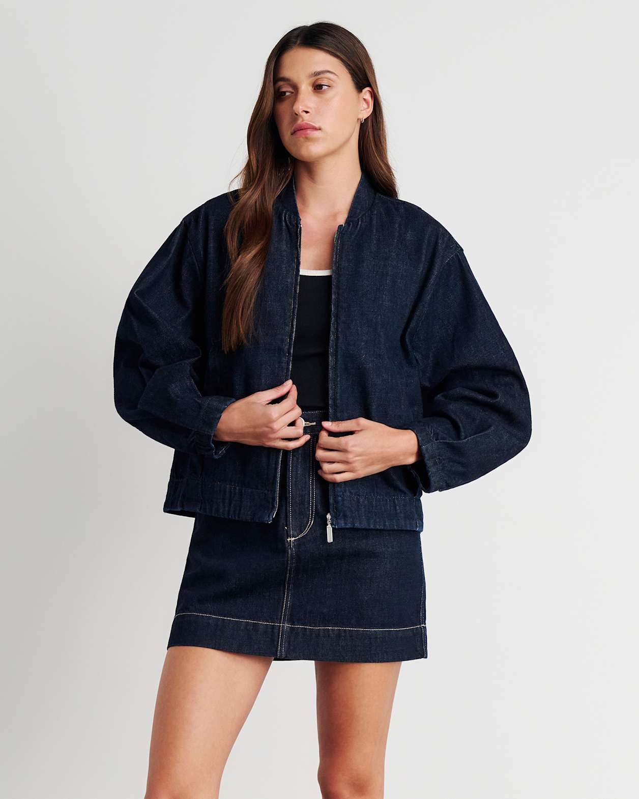 Cora Crop Denim Jacket in RAW WASH
