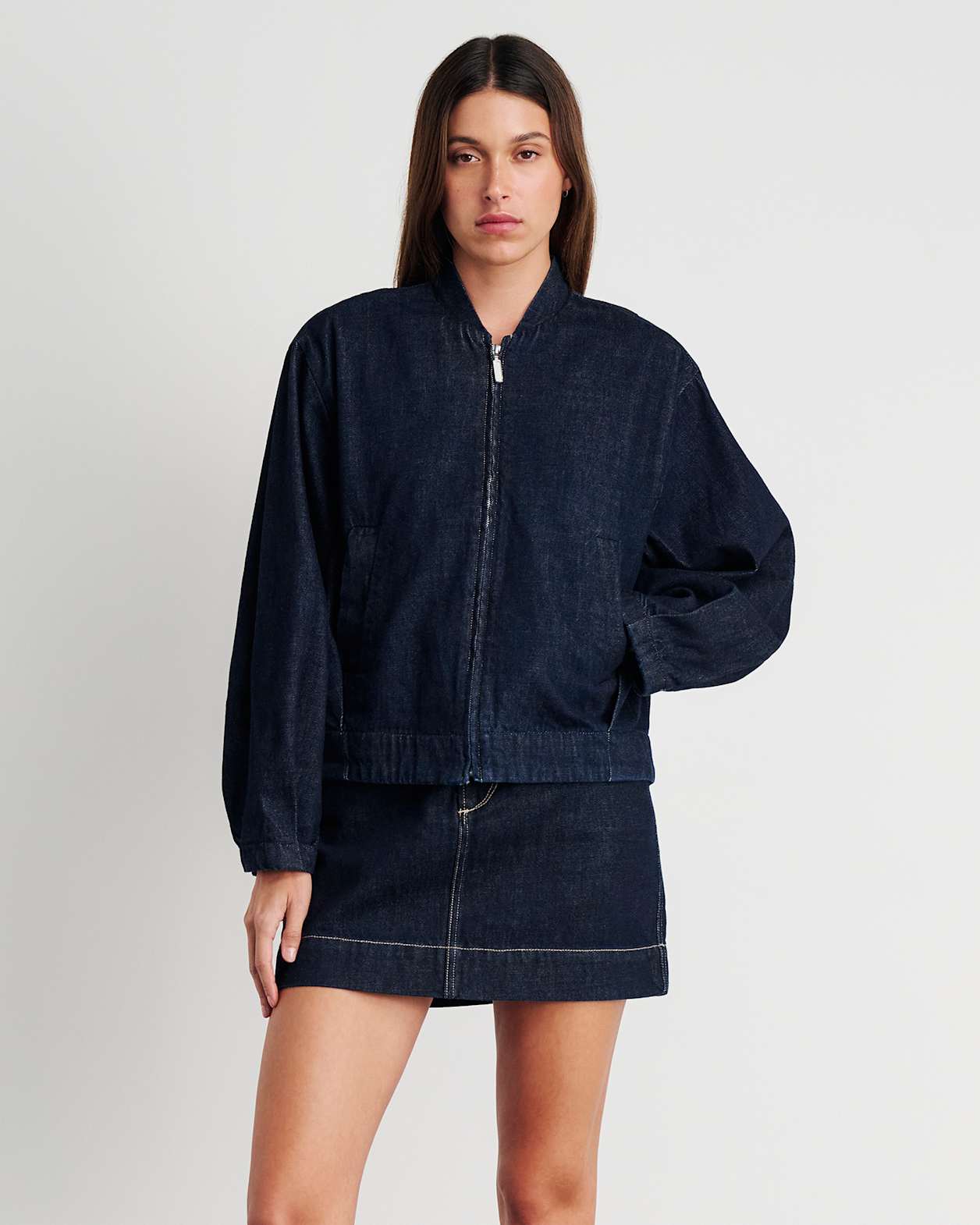 Cora Crop Denim Jacket in RAW WASH
