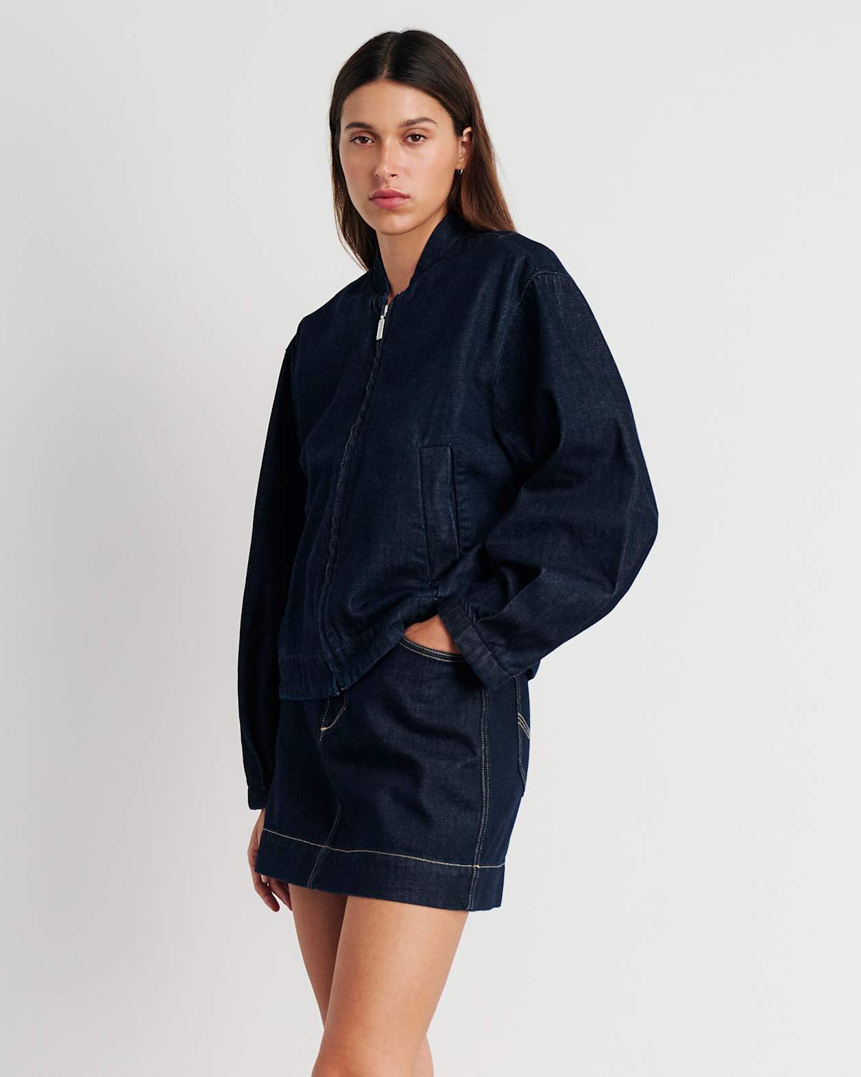 Cora Crop Denim Jacket in RAW WASH