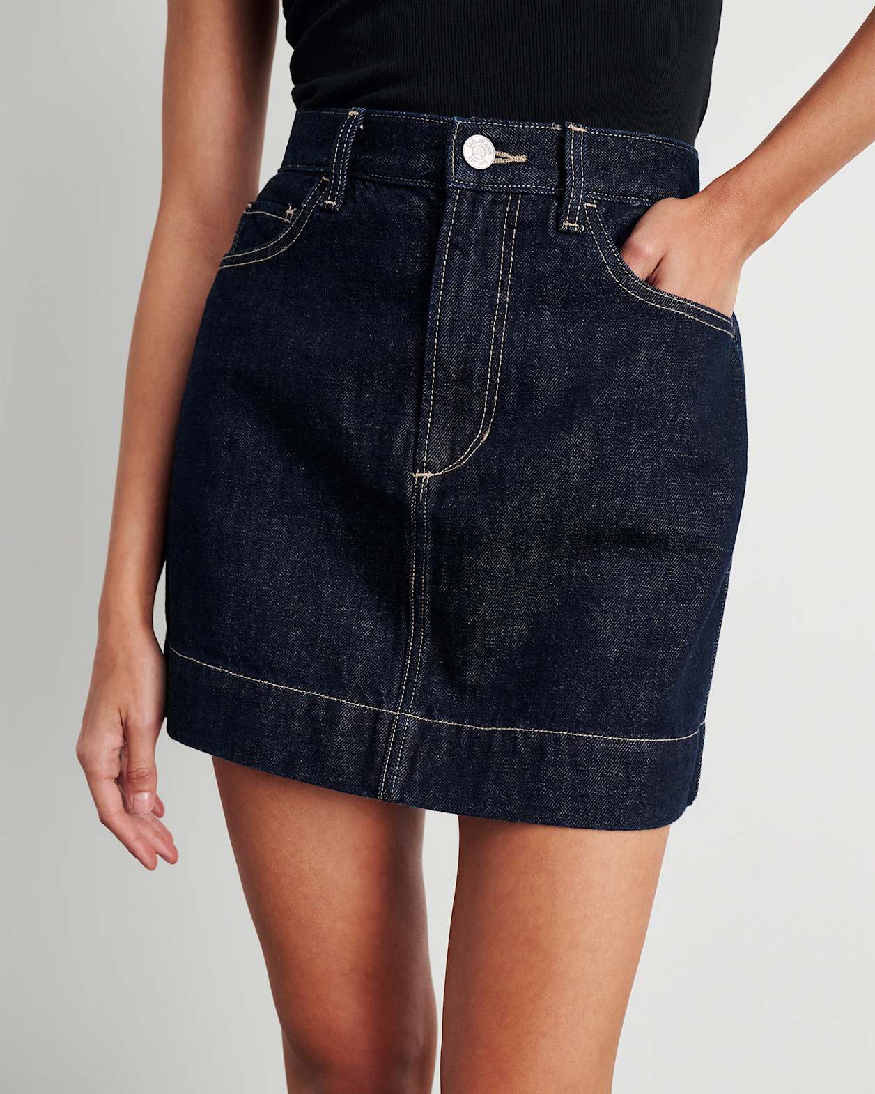 Cora Denim Mini Skirt in RAW WASH