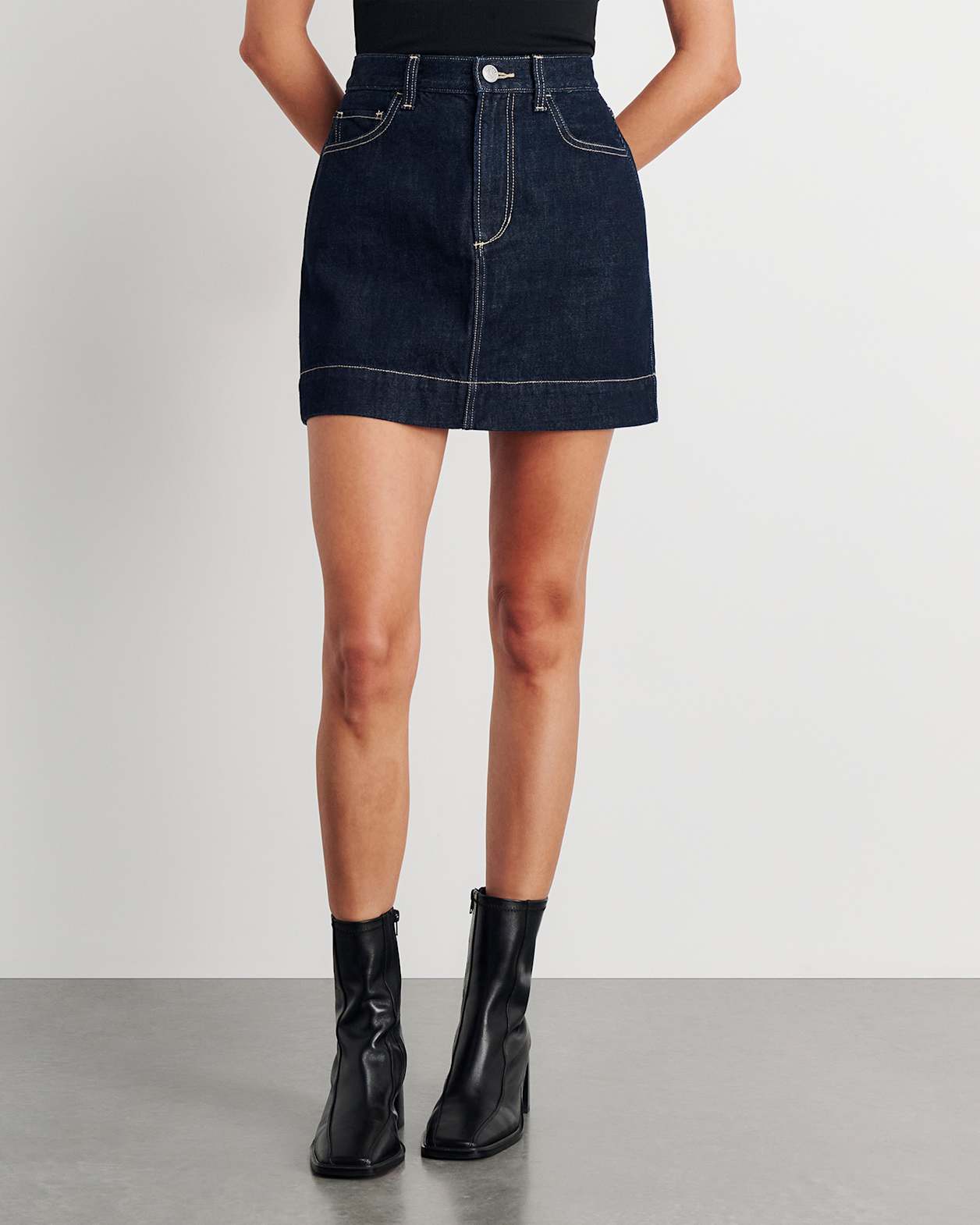 Cora Denim Mini Skirt in RAW WASH