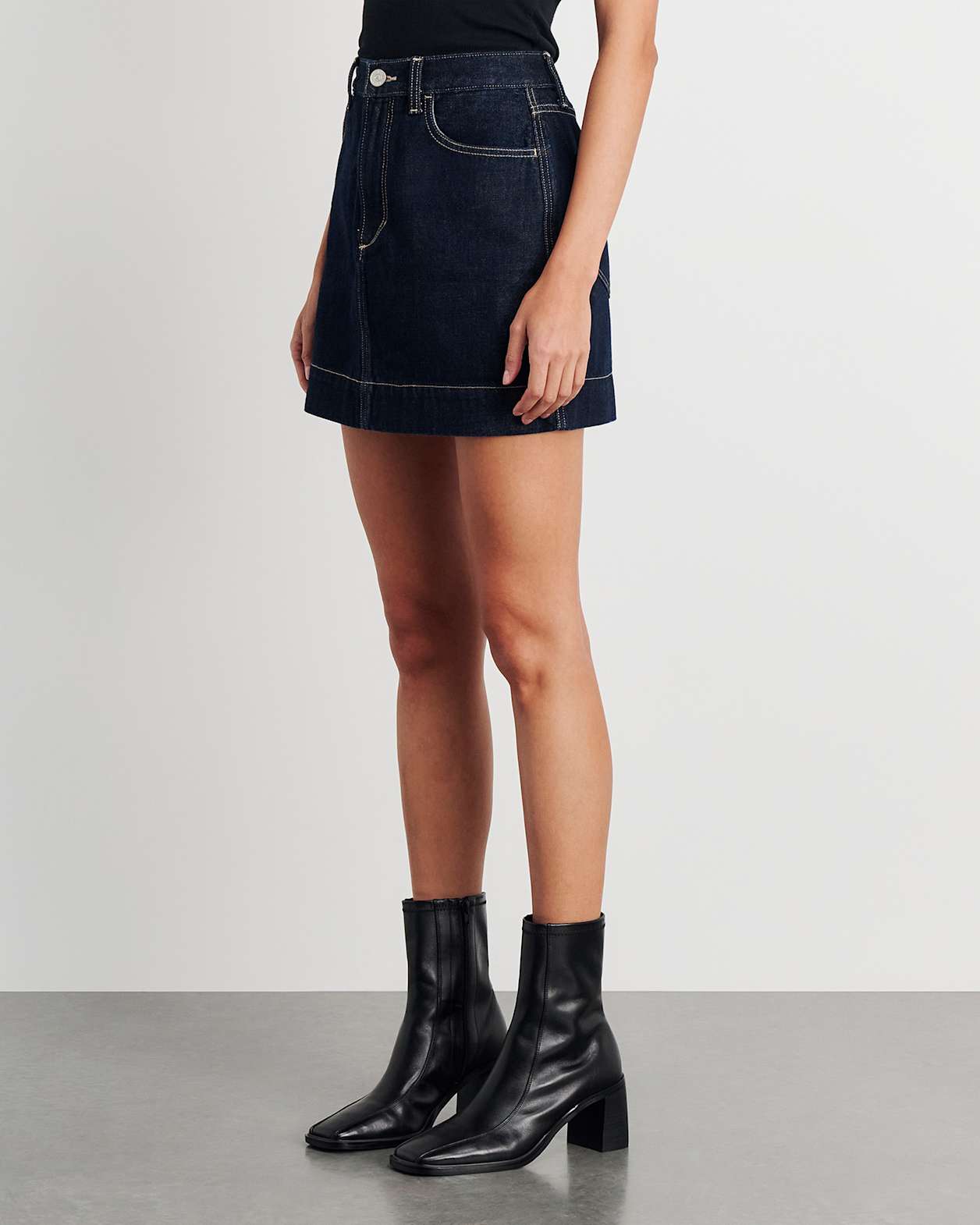 Cora Denim Mini Skirt in RAW WASH