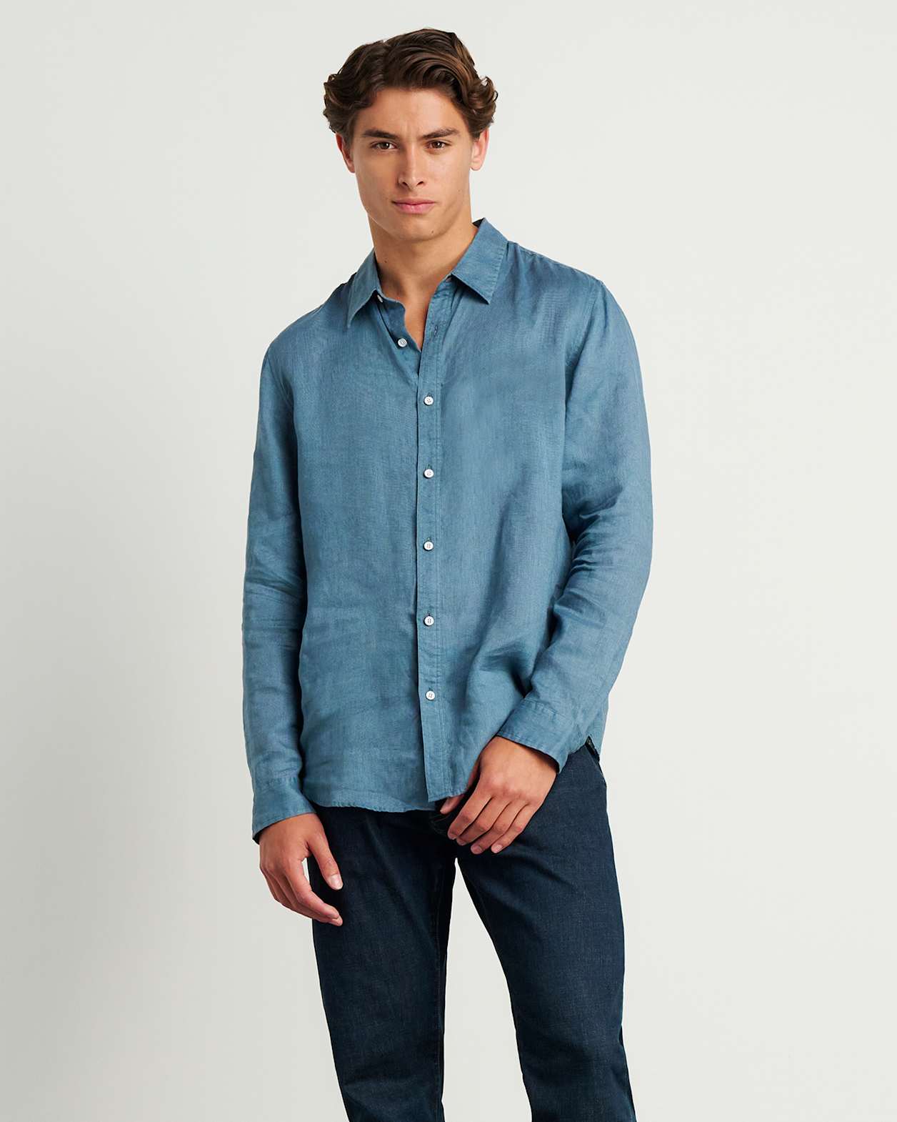 Cooper Linen Shirt in ATLANTIC
