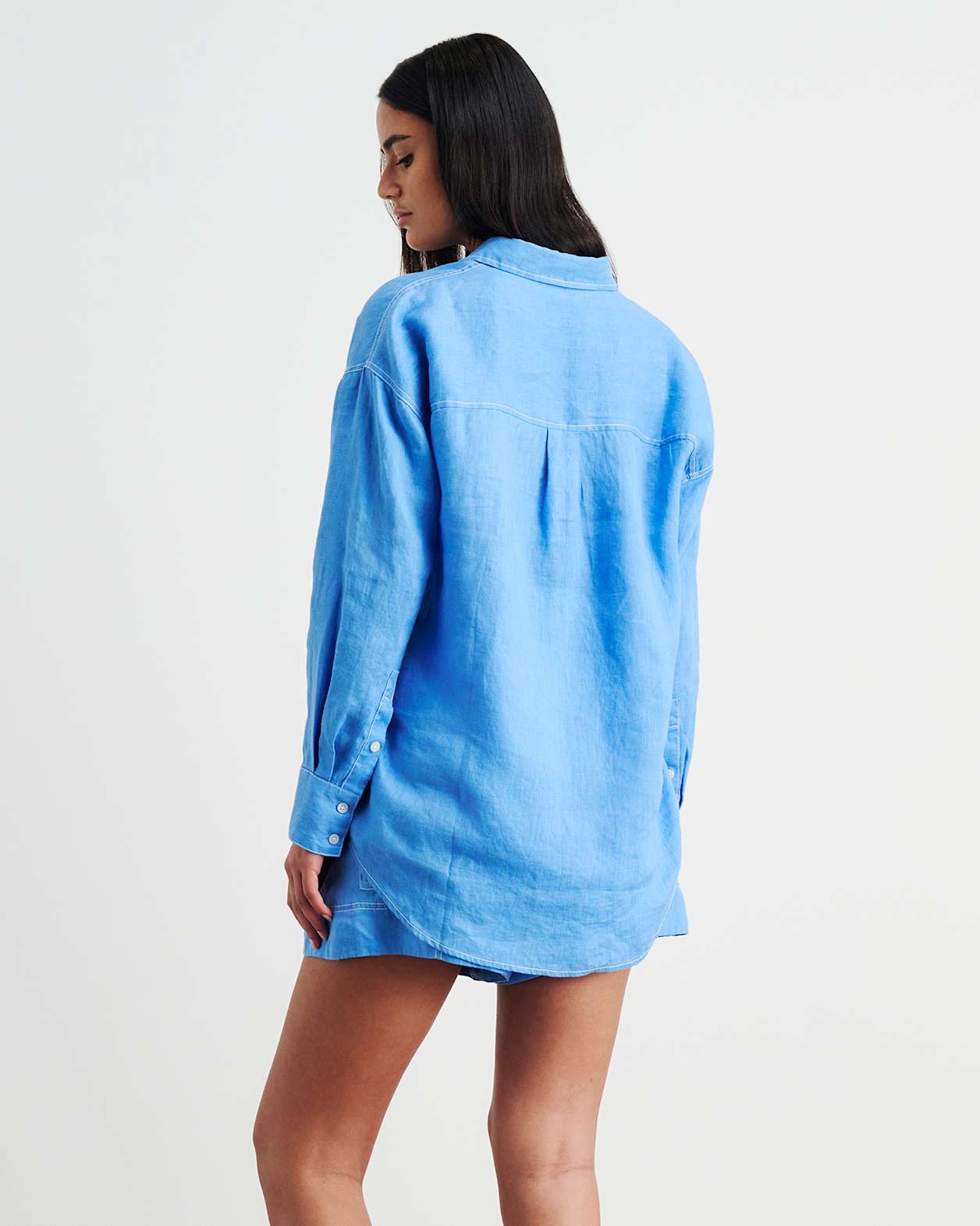 Gigi Linen Relaxed Shirt in AZURE