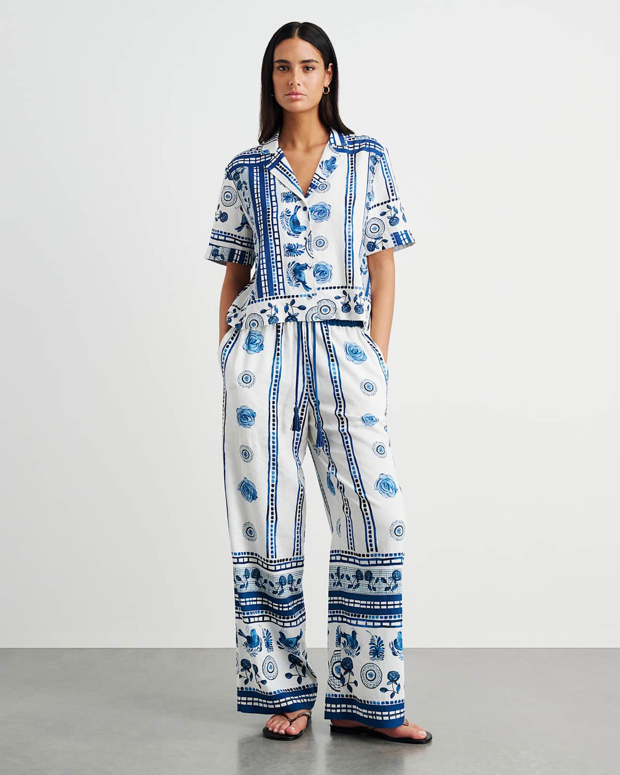 Lovebird Relaxed Short Sleeve Shirt in IVORY/MULTI