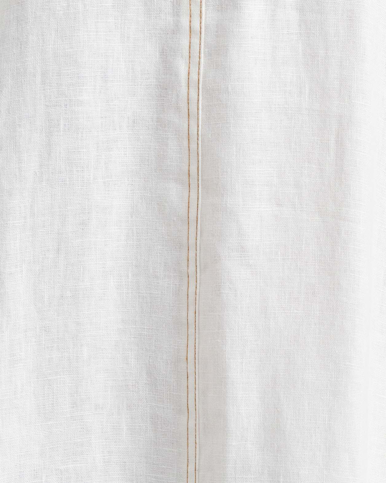 Sara Linen Midi Dress in WHITE