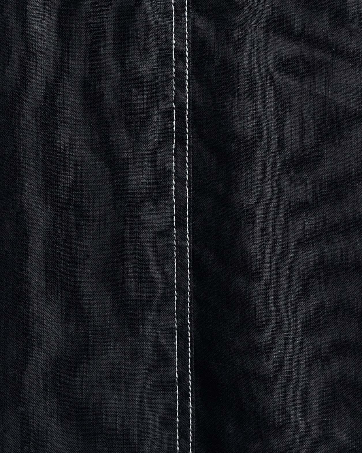 Sara Linen Midi Dress in BLACK