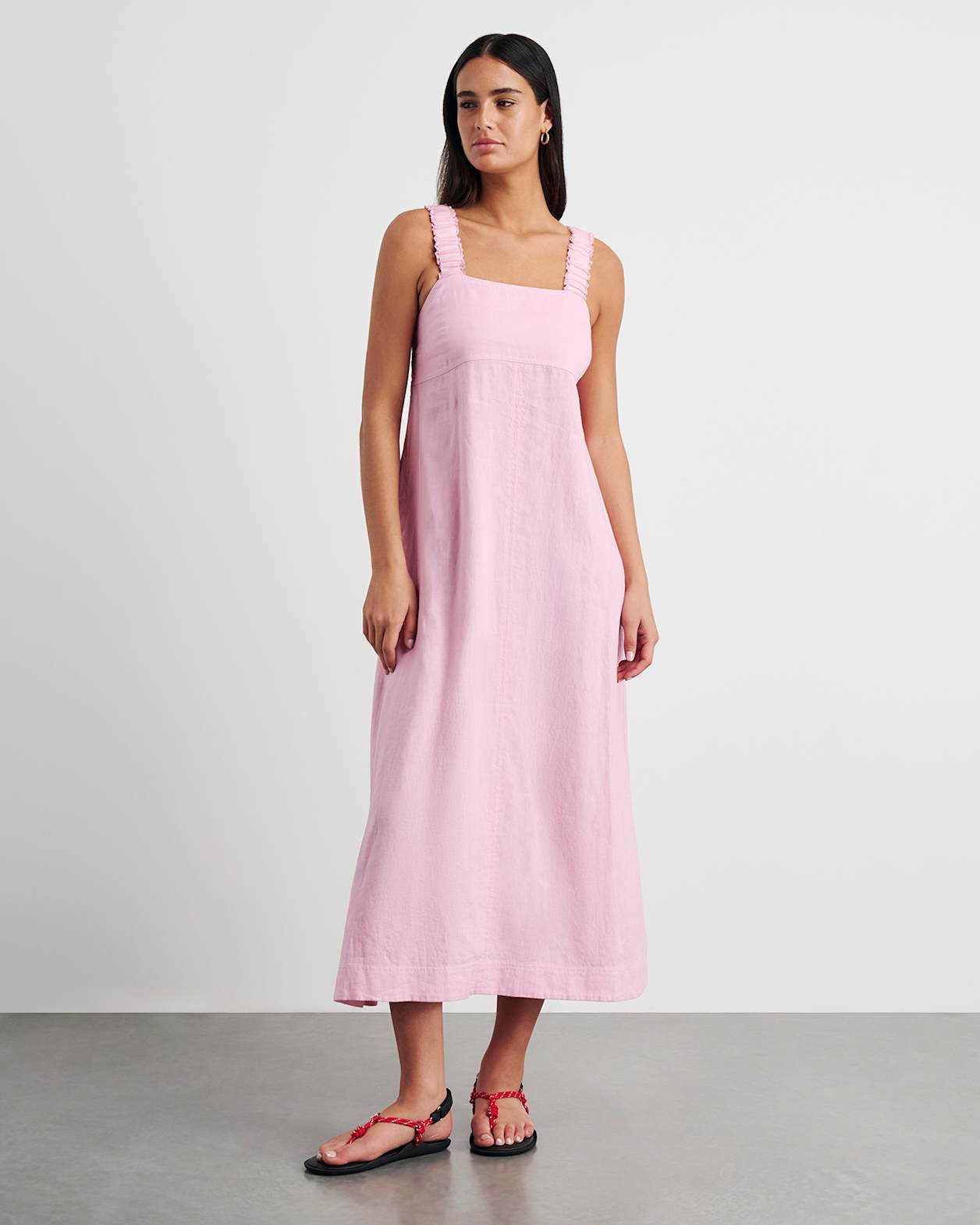 Kiki Elastic Strap Maxi Dress in DUSTY PINK