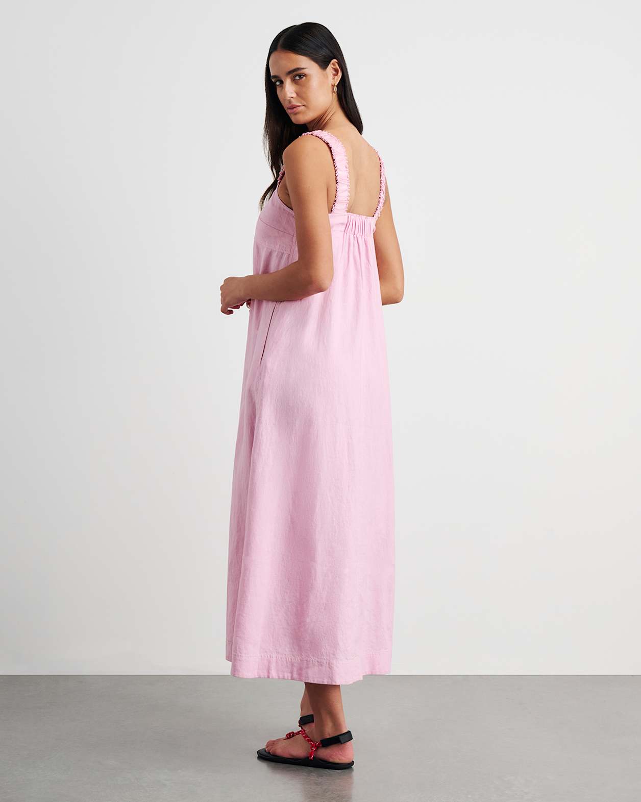 Kiki Elastic Strap Maxi Dress in DUSTY PINK