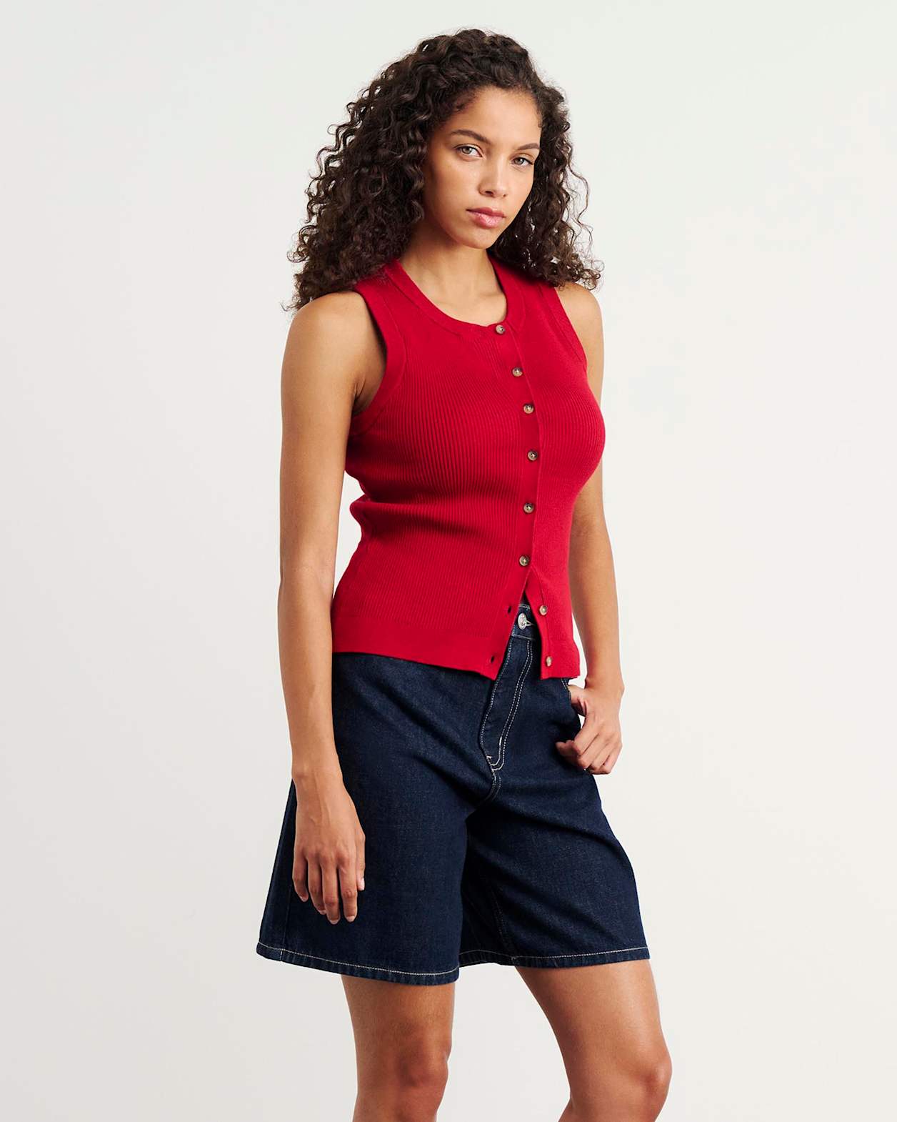 Selene Knit Vest in DEEP RED
