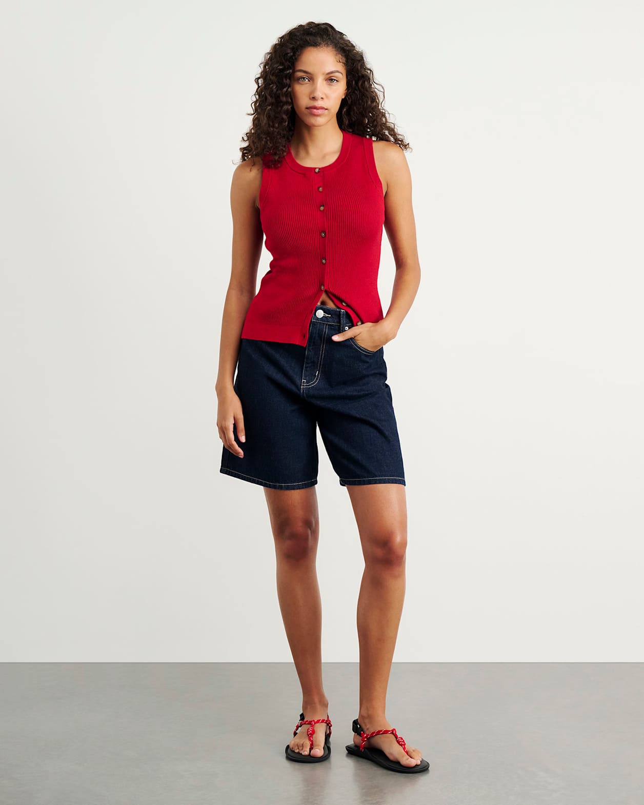 Selene Knit Vest in DEEP RED