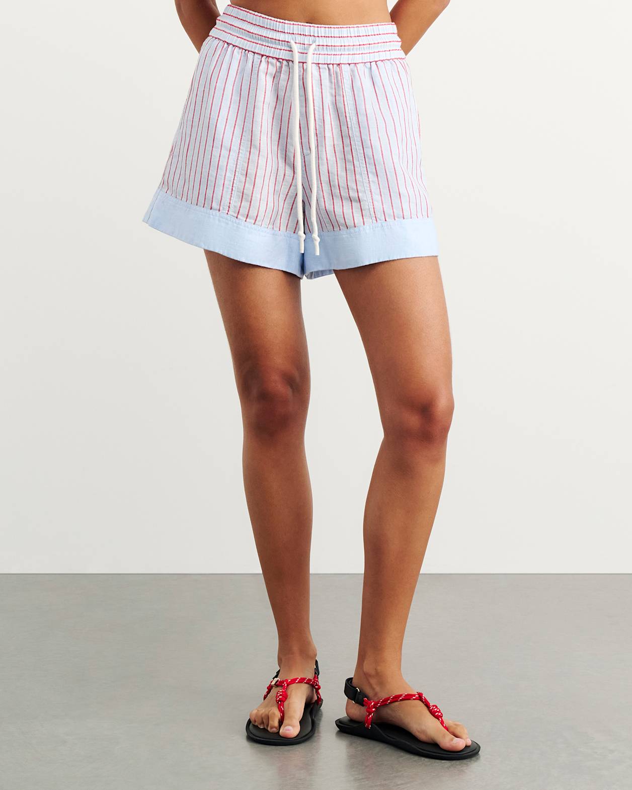Gigi Stripe Pull On Short in BLUE/RED