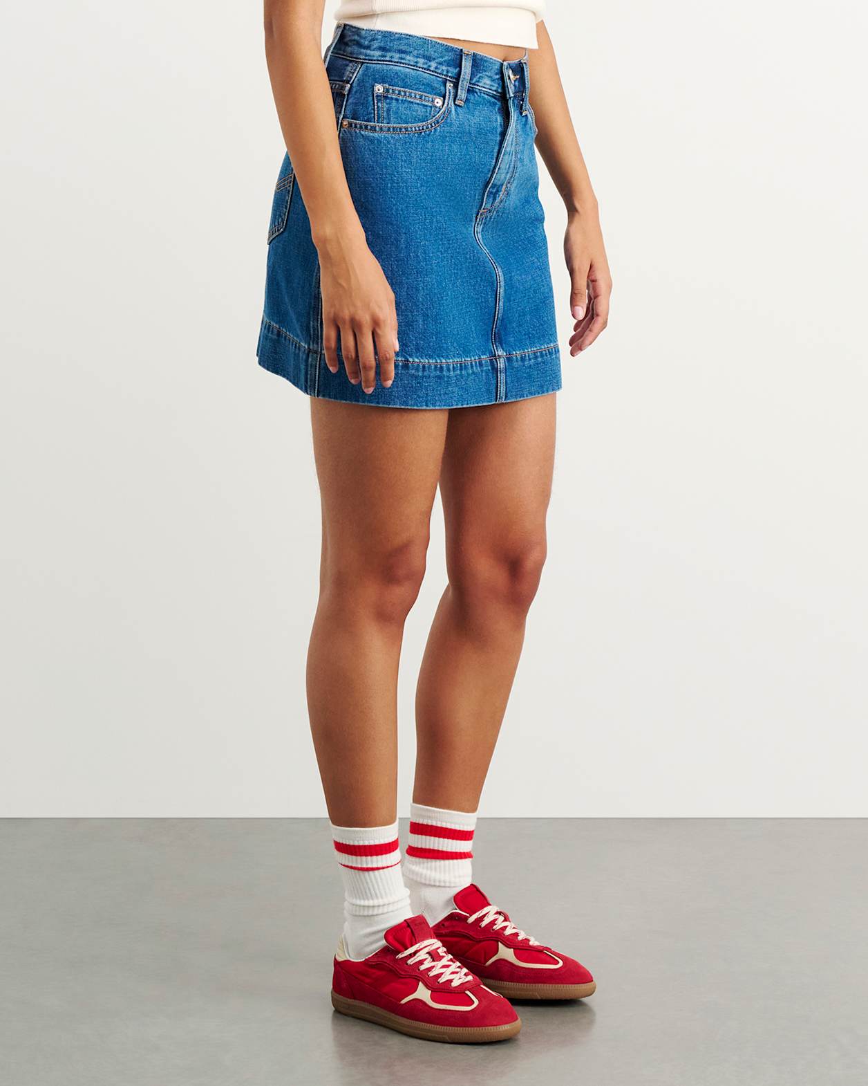Cora Denim Mini Skirt in BLUE WASH