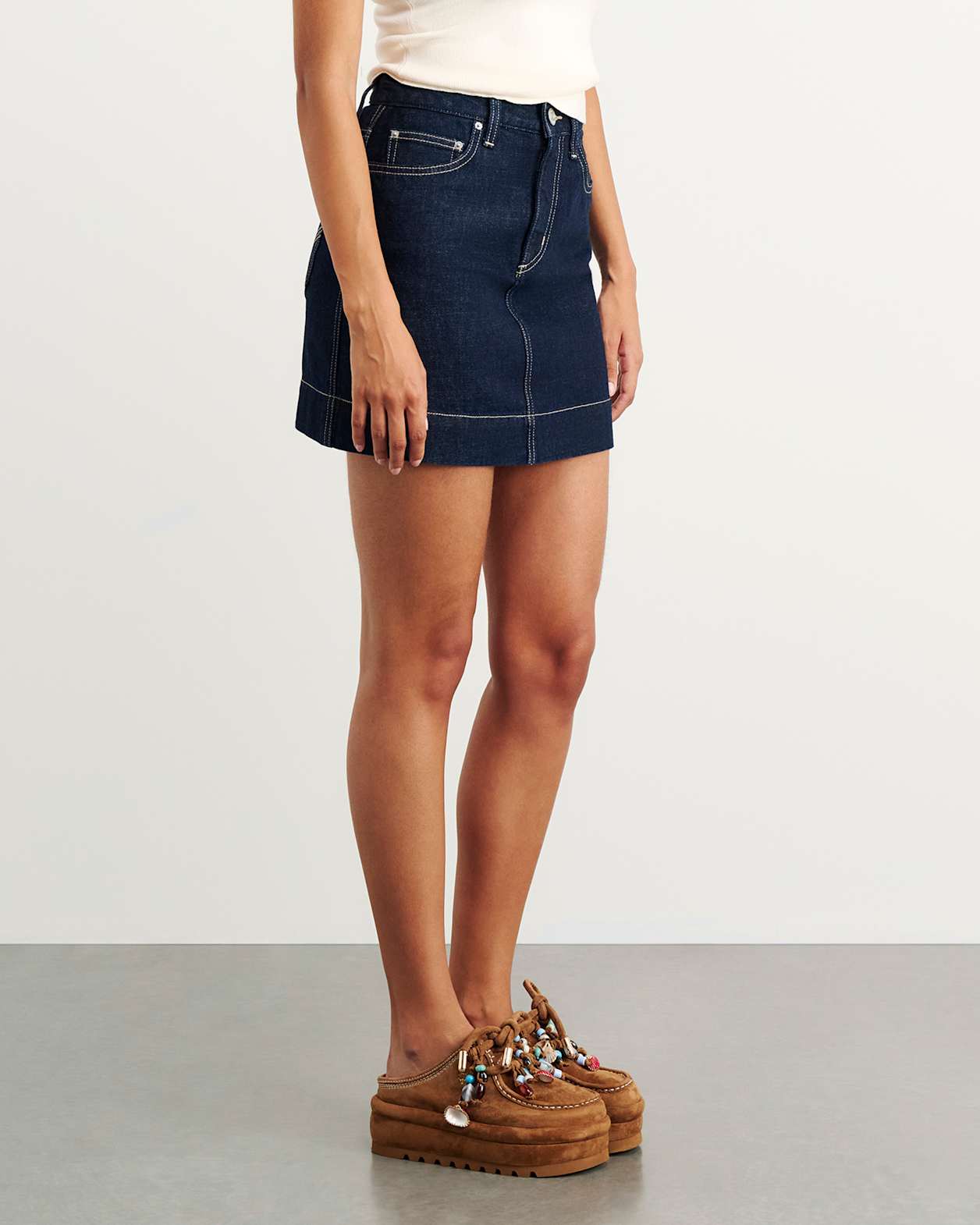 Cora Denim Mini Skirt in RAW WASH