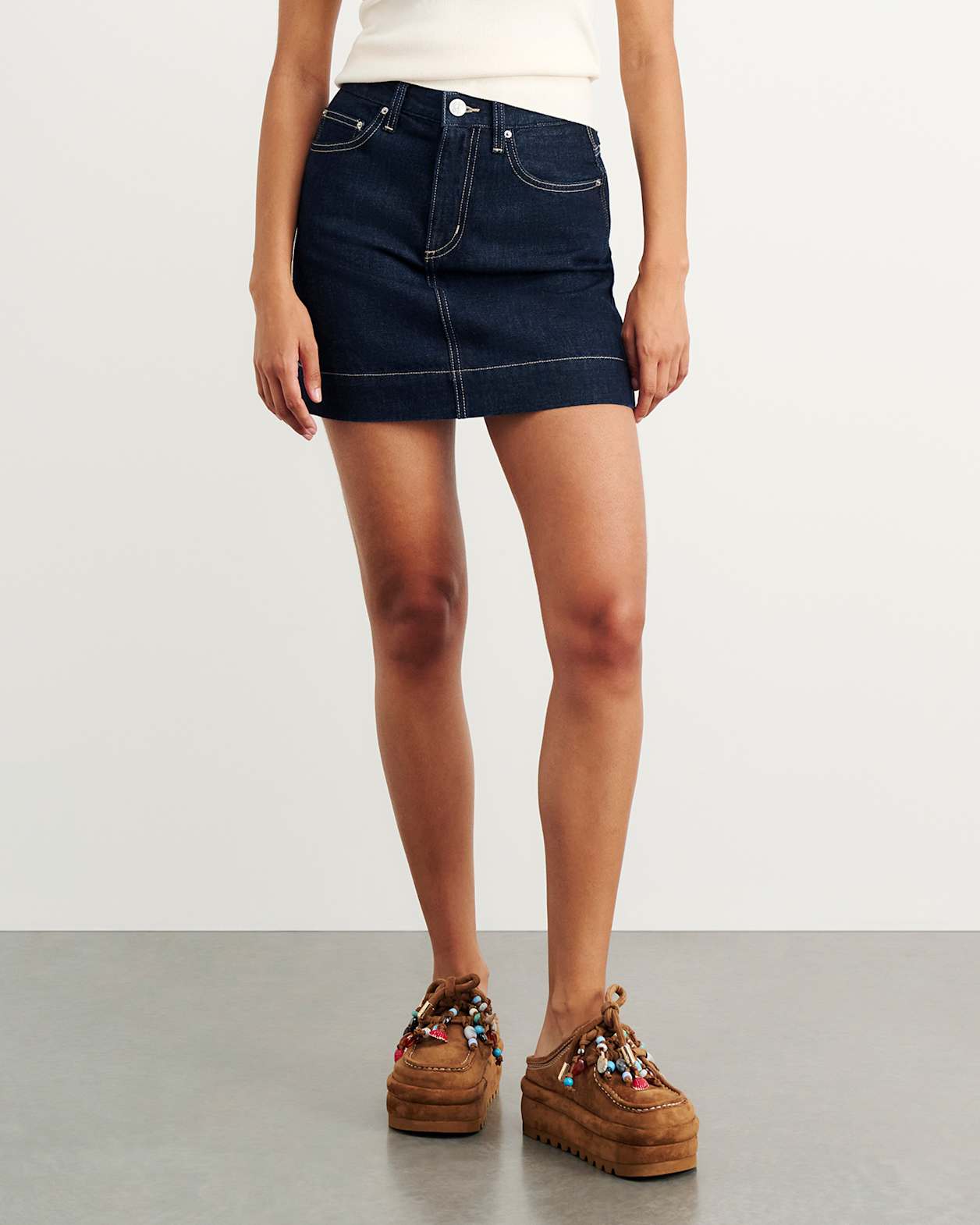 Cora Denim Mini Skirt in RAW WASH